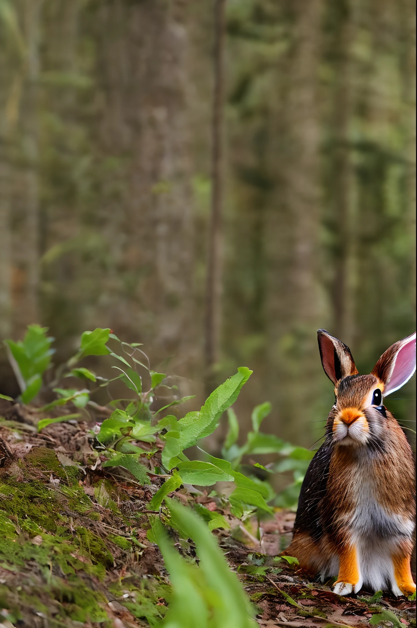 a cute bunny，Watch the map and hike through the forest