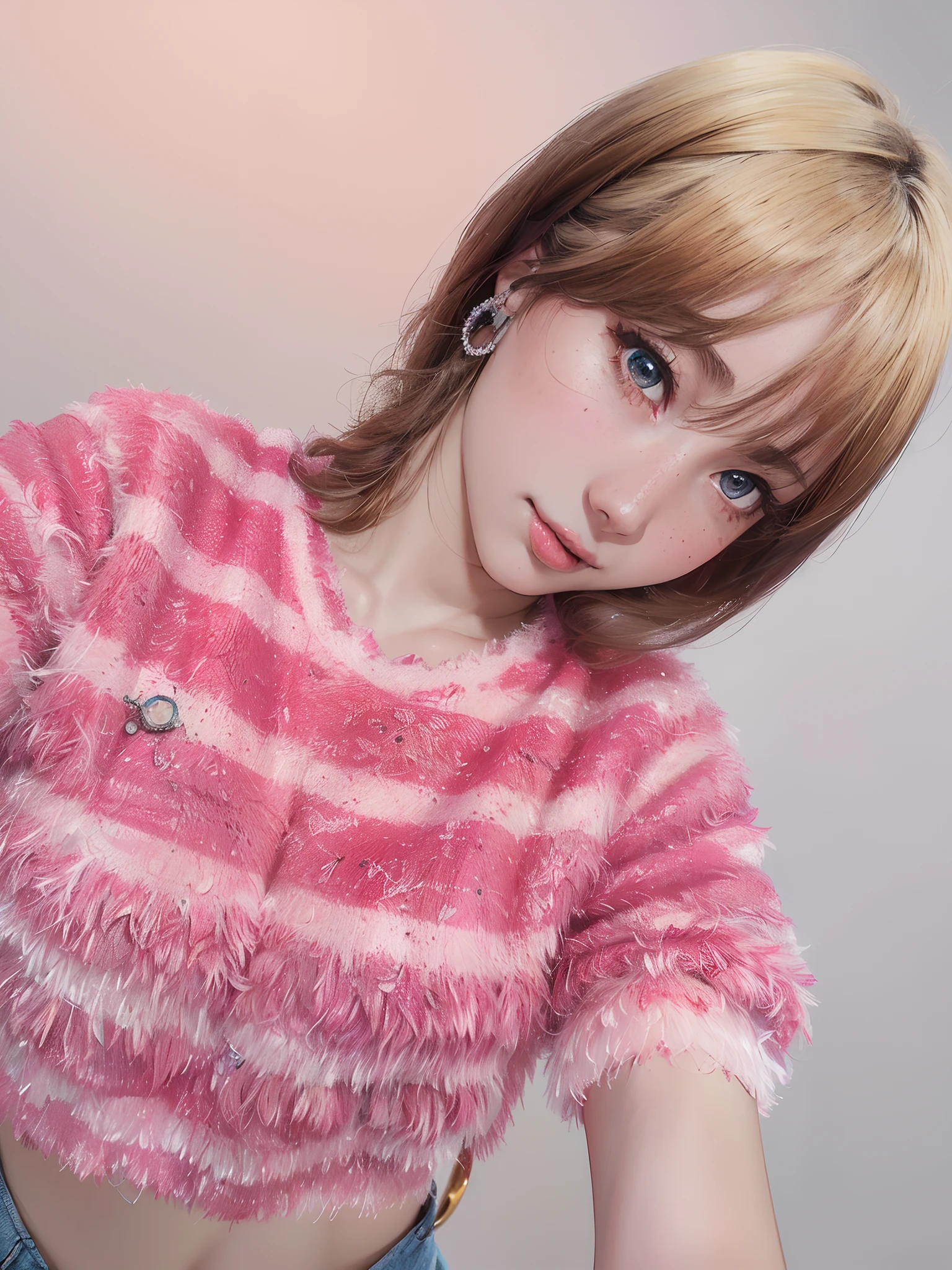 ((masterpiece, top quality, high resolution, UHD, pixel perfect, depth of field, 4k, RTX, HDR))), 1 girl, single, solo, beautiful anime girl, beautiful art style, anime character, ((eye details, round eyes, beautiful eyelashes, realistic eyes)), ((face details, blush:1. 2)), ((fine texture: 0.75, realistic texture: 0.65, photorealistic: 1.1, CG anime style)), medium bust, dynamic angle, perfect body, ((portrait, pov)), smile detail, accessories detail, earring ring detailed, hair detail, ((dress detailed))