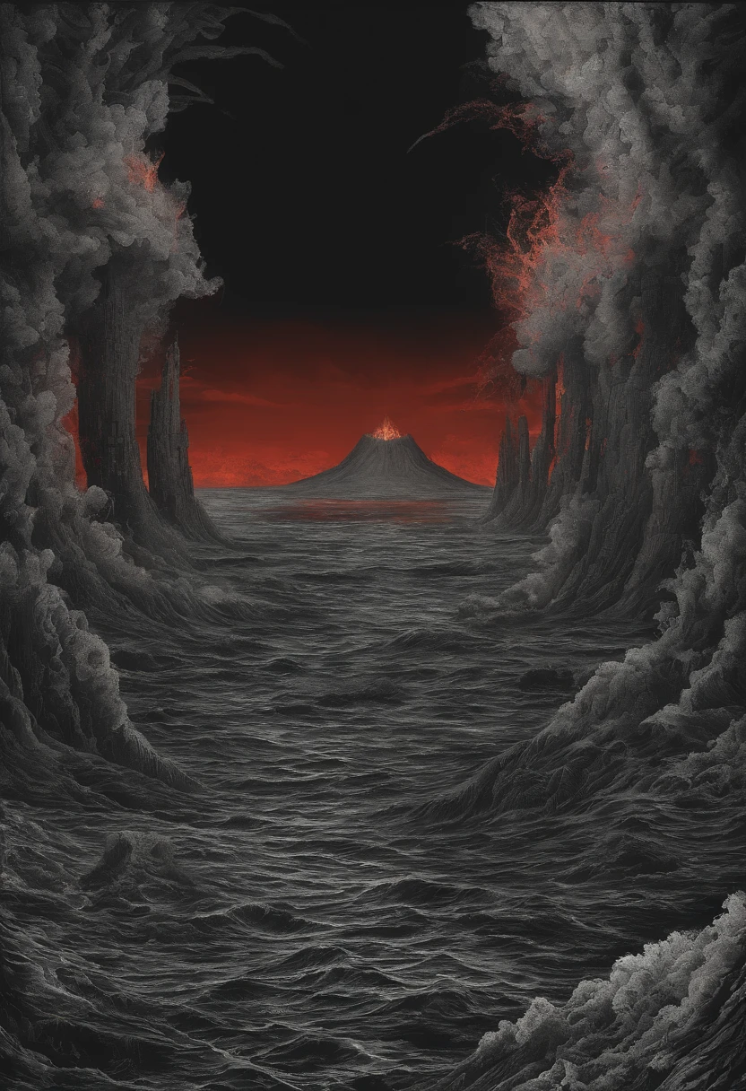 Ocean floor,Submarine volcanic eruption,magma,vapor,8K分辨率