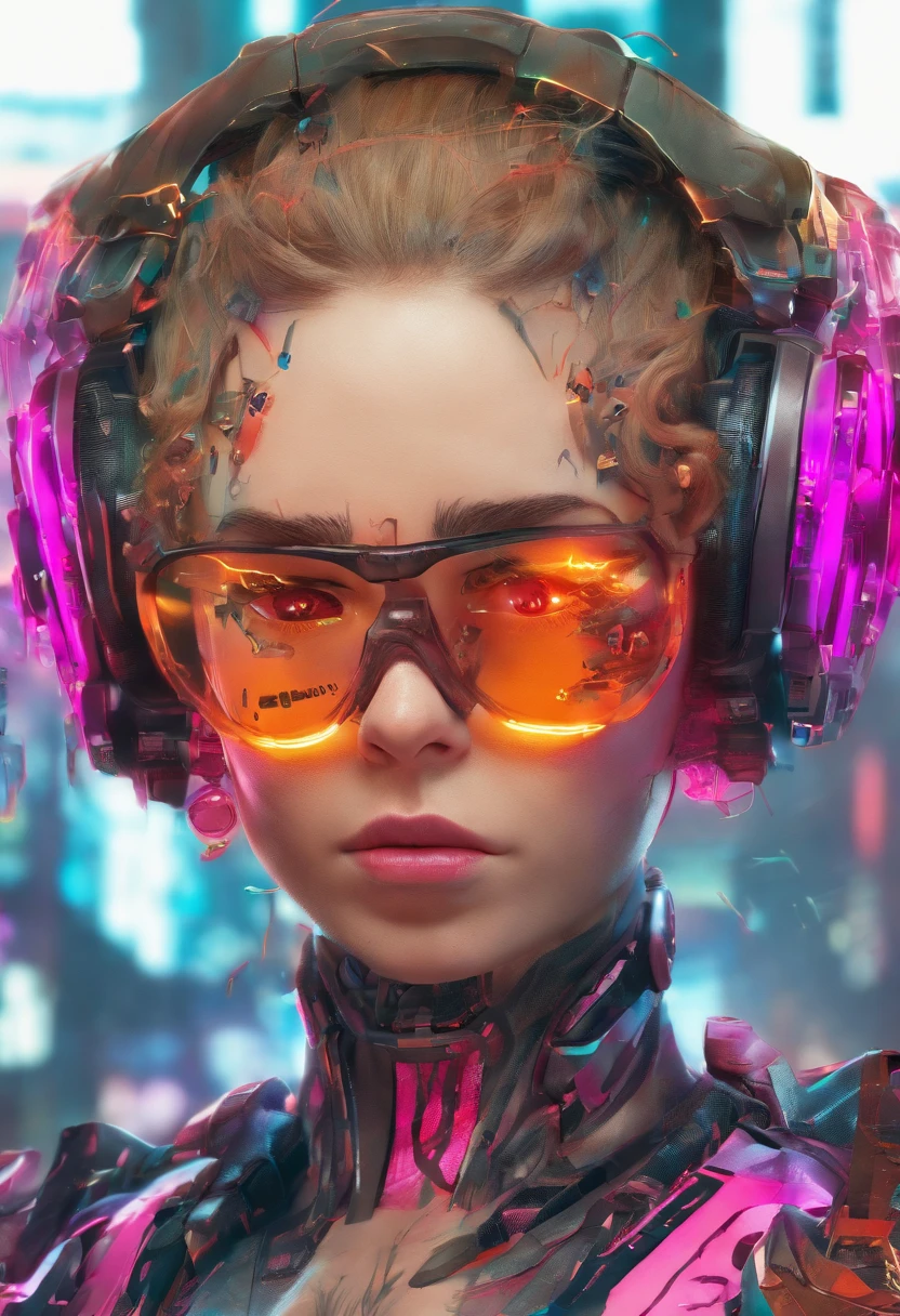 The girl shows off her  (Highly detailed: 1.2), (Canon EOS R6 best quality: 1.2), (8K: 1.0), (EMB-RRF-Low: 1.0), (Many large black tattoos on cybernetic heads open in the middle，Show inside, Detailed face, hyper detail eyes，Wearing high-tech sunglasses with a holographic display 1.2), Sharp focus (an award winning photograph: 1.2), (subsurfacescattering: 1.2), (subsurfacescattering: 1.2). 1.1) (A beautiful ultra-fine robot: 1.2), ( ultra detailed hair: 1.2), (wonderful body: 1.2), (full bodyesbian: 1.2), (Dynamic stance :1.2), neonlight, (detailed cybernetic eyes:1.1), Close-up (Hyperrealistic:1.2), roleplaying, Cyberpunk 2077 style, Dramatic lighting, (Highly detailed futuristic cityscapes:1.2), (Sci-fi: 1.2). 1.2), Professional portrait photography, author：WLOP Greg Rutkowski Jeffrey Simpson Alphonse Mucha