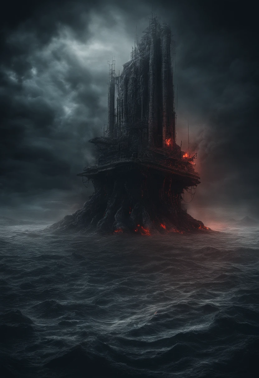 Ocean floor，Submarine volcanic eruption，magma，vapor，jellyfish, 8K分辨率