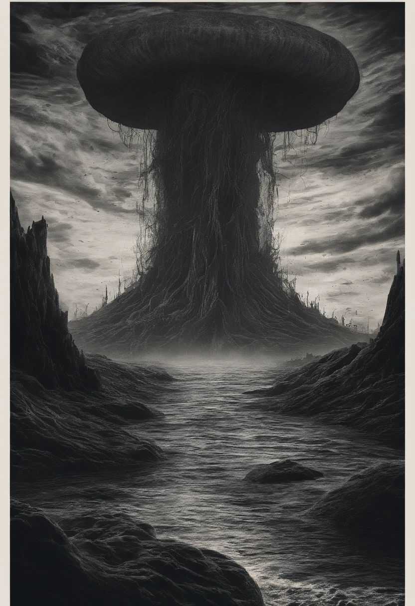 Ocean floor,Submarine volcanic eruption,magma,vapor,jellyfish, 8K分辨率