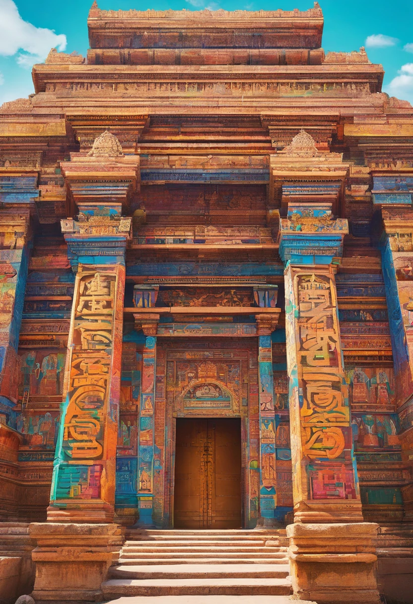 Ancient India,Temple ,—width 672, landscape artwork, environment design illustration, scenery art detailed, Seaside view, concept-art, 4k highly detailed digital art, 4 k digital painting, 4k digital painting, stunning digital illustration, forest background, digital painting concept art, Detailed digital painting