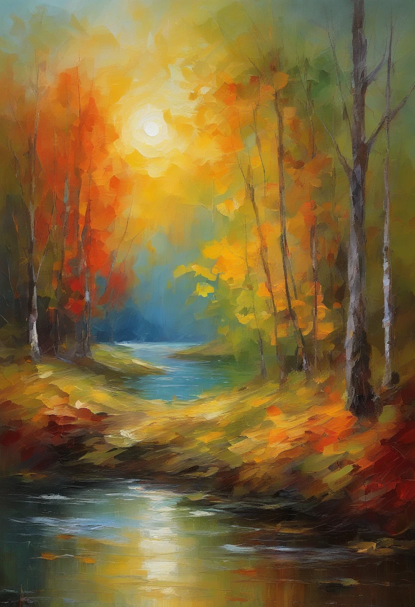 forest with lake,the Sun Shining,Beautiful light,beautiful plants,Rich in graphics,big breasts beautiful,Carefully portrayed,be full of details,Fine portrayal,Beautiful,Impressionistic style,volumettic light,Movie lighting,Stage light,in style of ghibli,Levitan,estilo fantasia