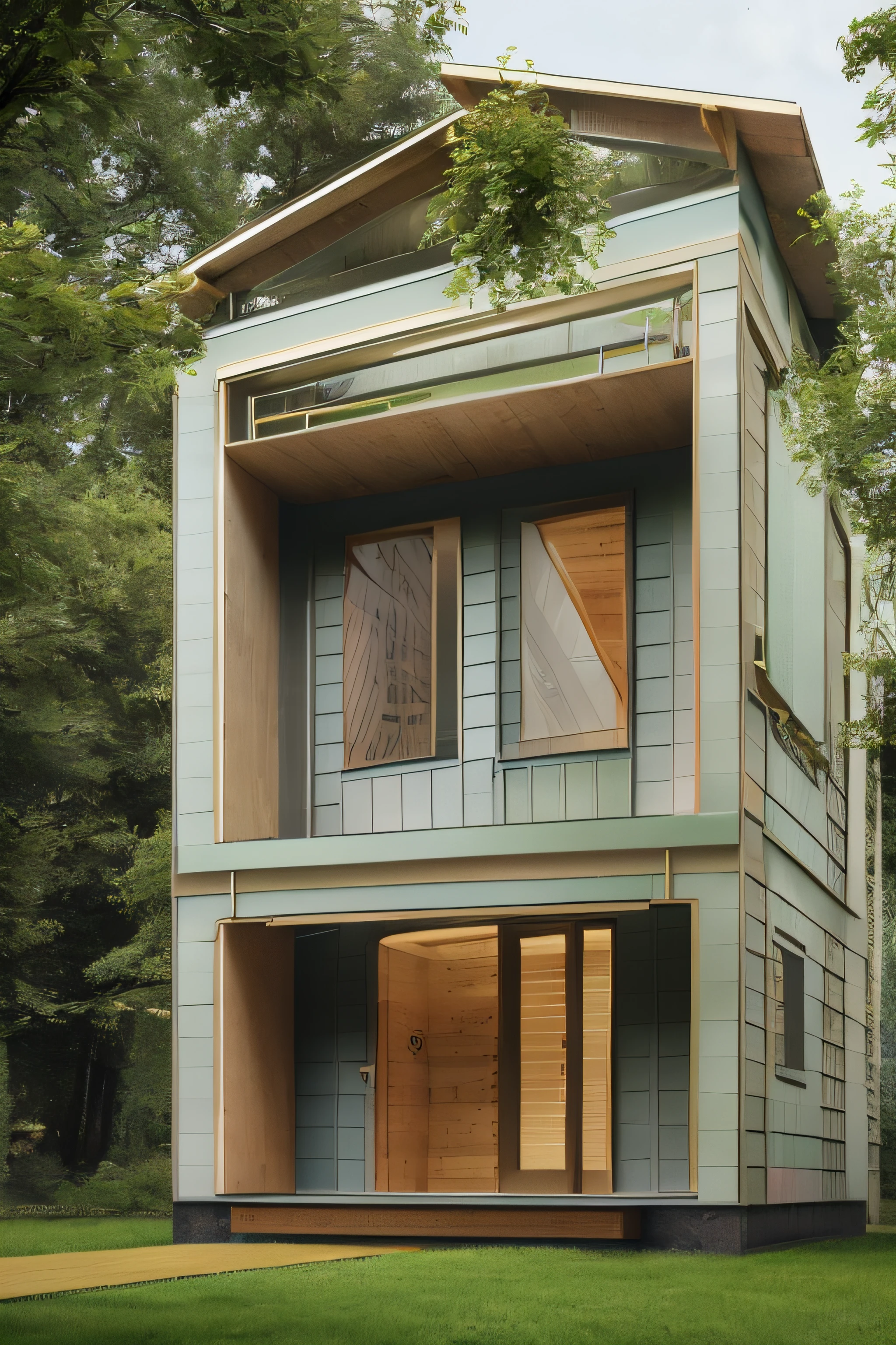 A house built with architecture modeled after the letter C