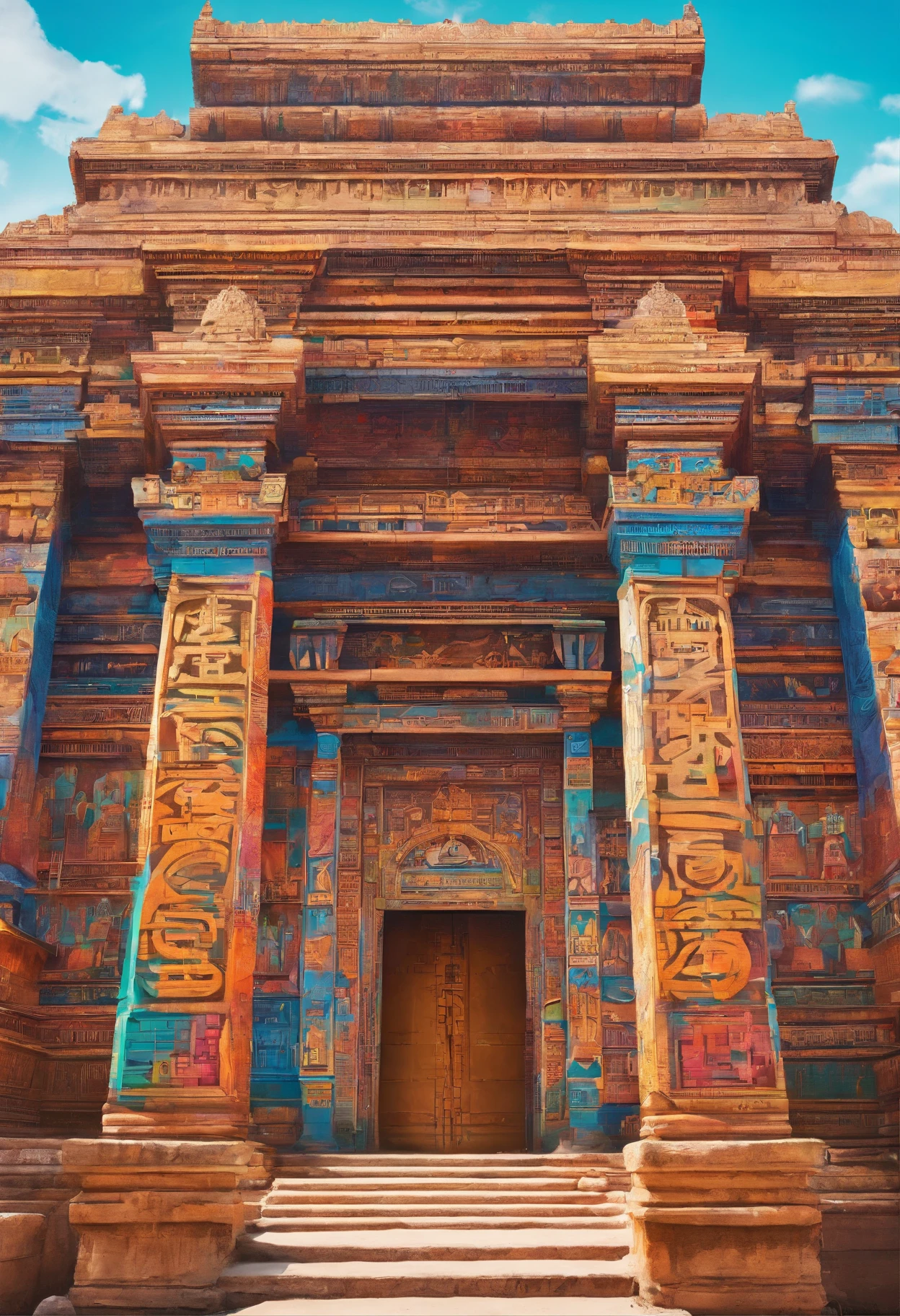 Ancient India，Temple ，—width 672, landscape artwork, environment design illustration, scenery art detailed, Seaside view, concept-art, 4k highly detailed digital art, 4 k digital painting, 4k digital painting, stunning digital illustration, forest background, digital painting concept art, Detailed digital painting