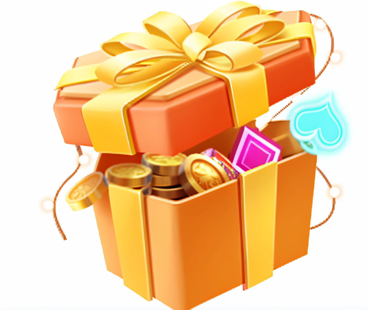 Close-up of a gift box with a lot of coins, Gifts, gifts, loot box,  treasure, festivity, birthday wrapped presents, 3 d icon for mobile game, ability image, Treasure chests, Treasure Trove, 9K, Avatar image, Art Pack, item art