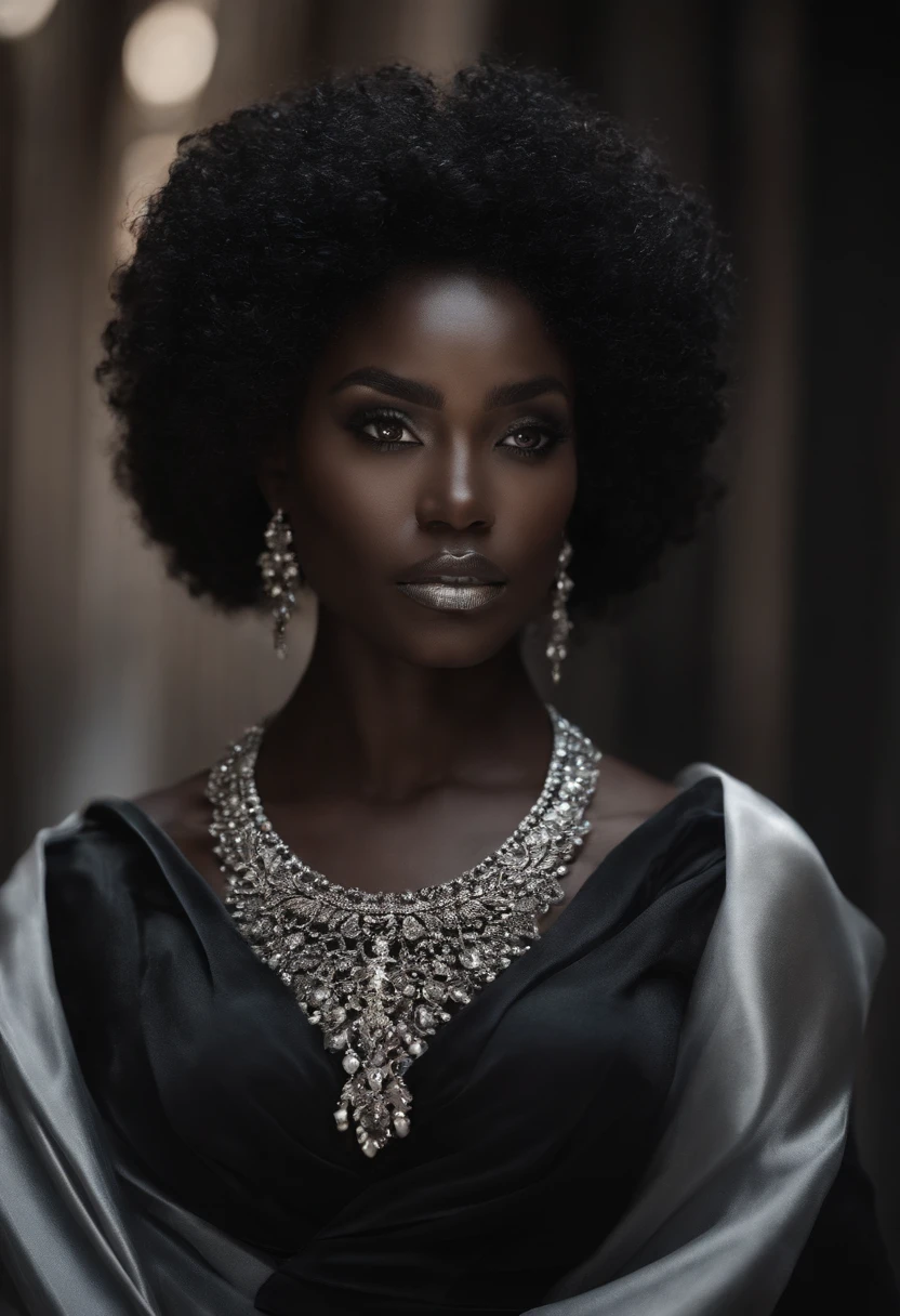 Um guerreiro ????? de pele escura, com cabelo preto, olhos sombrios e uma cicatriz no olho esquerdo, em formato de um cristal de gelo, the result of his relationship with the icy element. Her dark skin and piercing eyes reflect her power and her leadership role among the Ice Warriors.