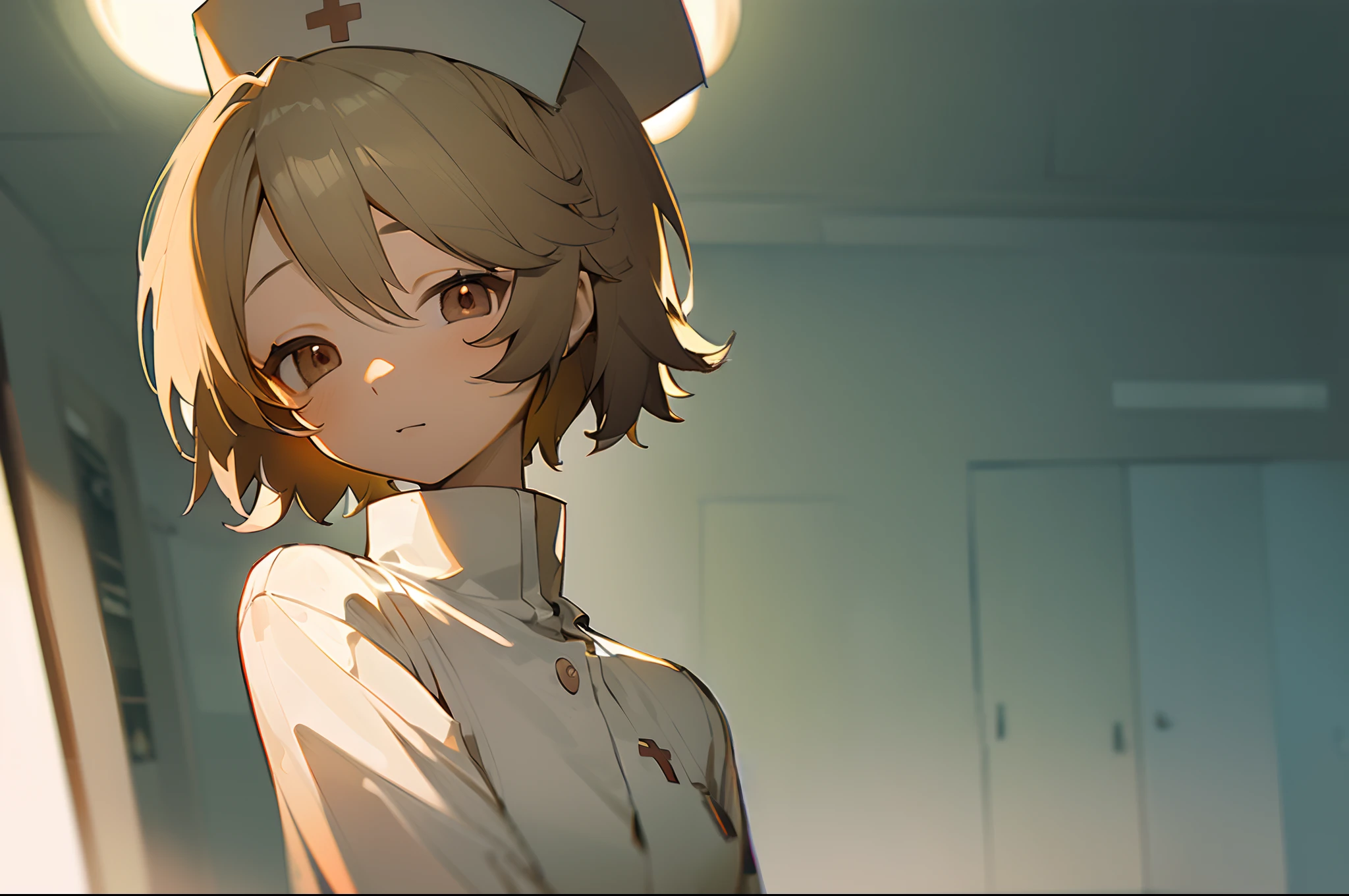 (TT),(Beautiful detailed girl,Short hair),(Best quality,A high resolution,photo-realistic),illustration,Soft lighting,solo,anime,girl,loli,nurse