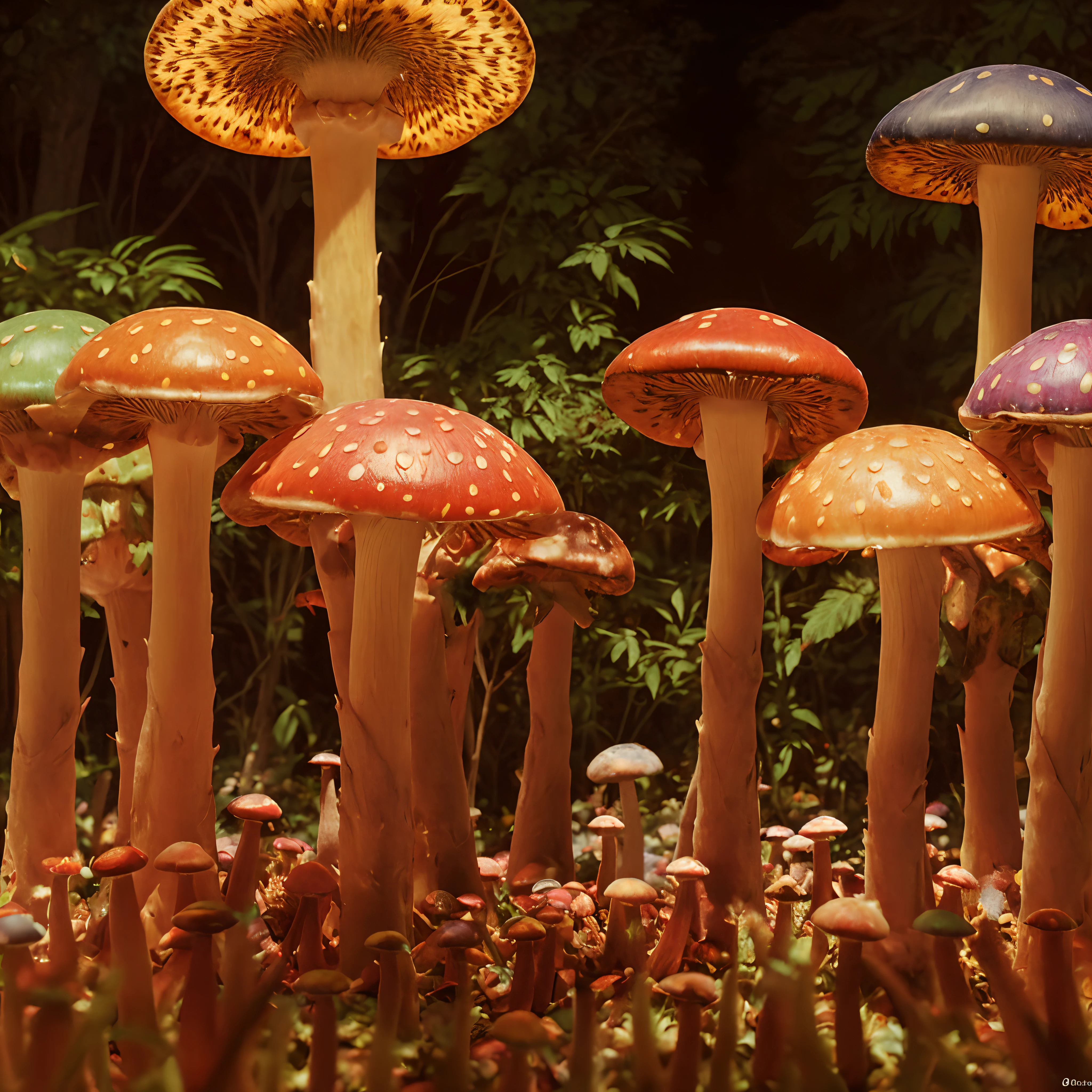 highres,ultra-detailed,photorealistic:1.37,Psychedelic mushroom art,illustration,sharp focus,vivid colors,Norman Rockwell style,bokeh,studio lighting