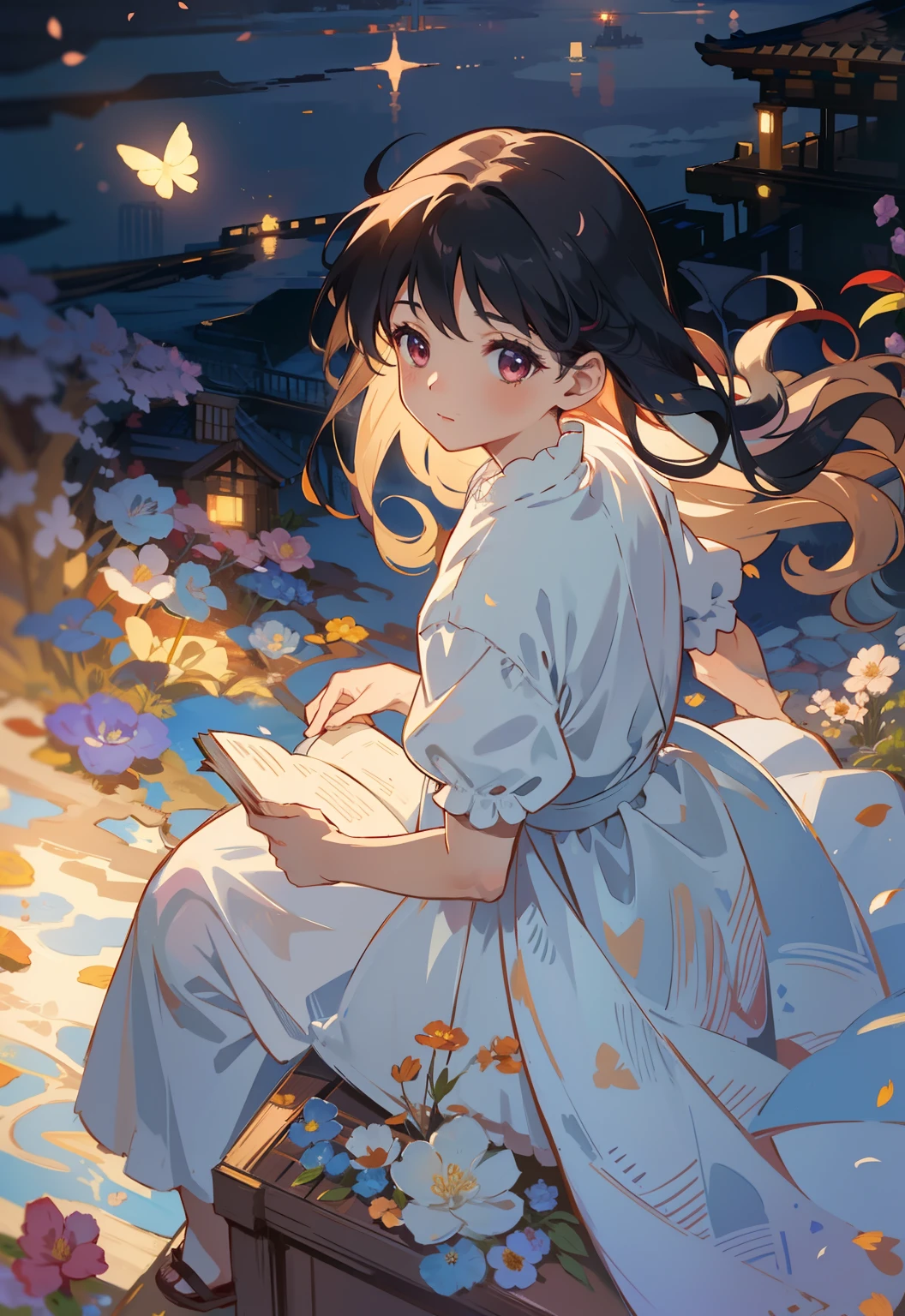 4. Maroon bookish time:Beautiful maiden sitting on the roof of a train,She wore a dress,Read books with enthusiasm,Surrounded by the scent of books and warm lighting。Princess Alice's Wonderland slowly clears the fog,Enchanting scenery Xu々Spread to。Dressed in a gorgeous dress。She coexists with charming magical animals,Her long, Silky hair fluttering in the breeze。Surrounding flowers with colorful petals blooming profusely under her arrival々,It adds a mystical charm to her arrival。