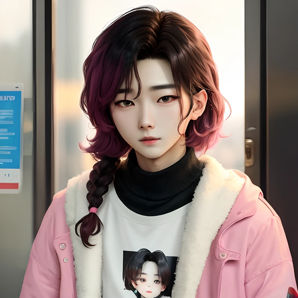 Hwang Minhyun de cabelo rosa