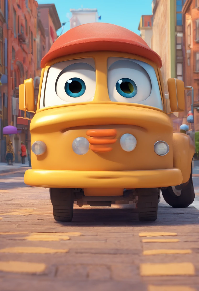Personagem estilo Pixar. Characteristics: idade de , pele pardo, cabelo low fade crespo curto e enrolado, olhos castanho escuro, ambiente: Sidewalk of a big city and with paparazes taking pictures.