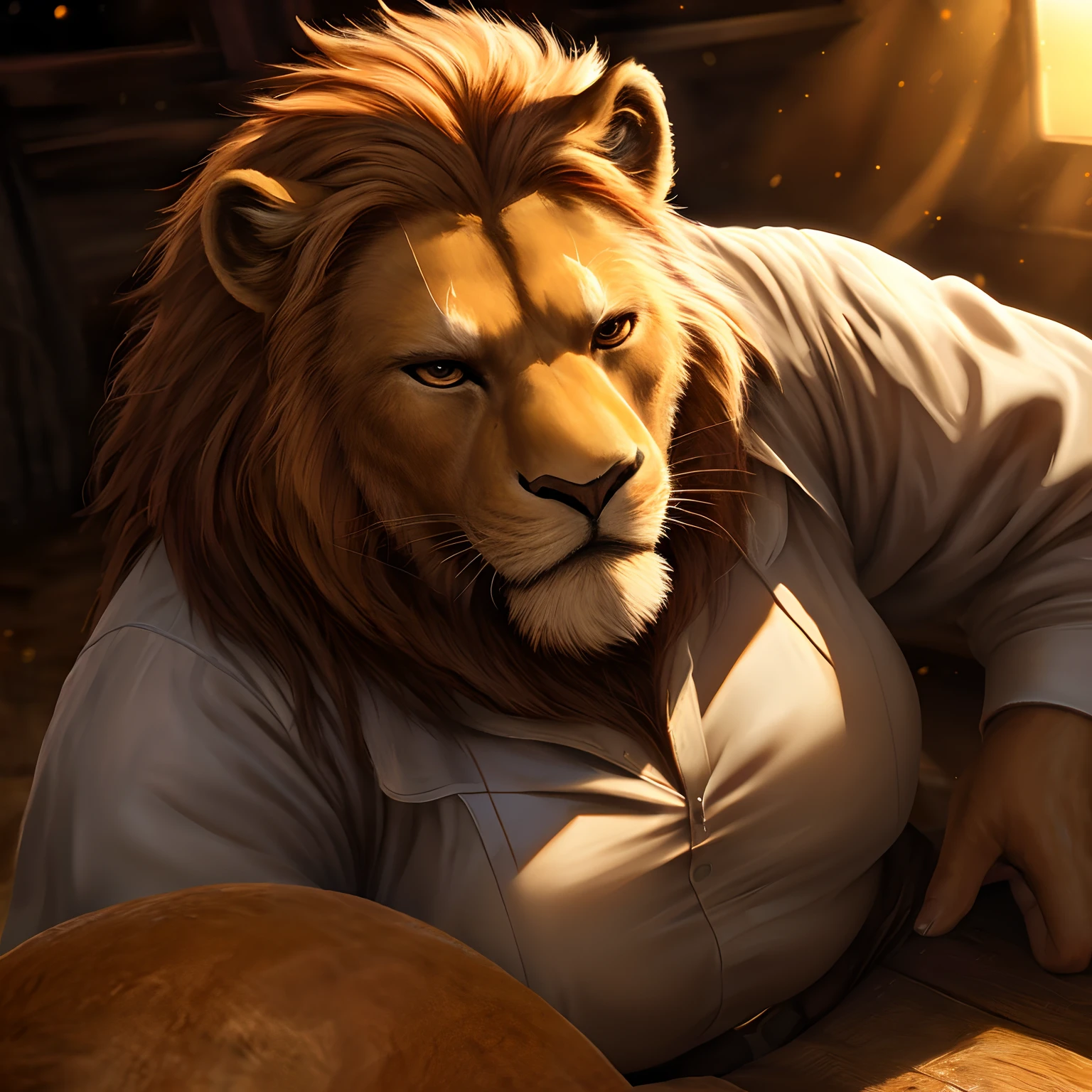 Alone,LION, big belly, Chubby, Big buttocks, Big nipples, Male mature, old, cowboy, Furry, oil painting,detail-rich,fine brush strokes,highly realistic,(best quality,4k,8k,highres,masterpiece:1.2),ultra-detailed,(realistic,photorealistic,photo-realistic:1.37),HDR,UHD,studio lighting,ultra-fine painting,sharp focus,physically-based rendering,extreme detail description,professional,vivid colors,bokeh,portraits,landscape,horror,anime,sci-fi,photography,concept artists,warm earth tones,soft golden light.