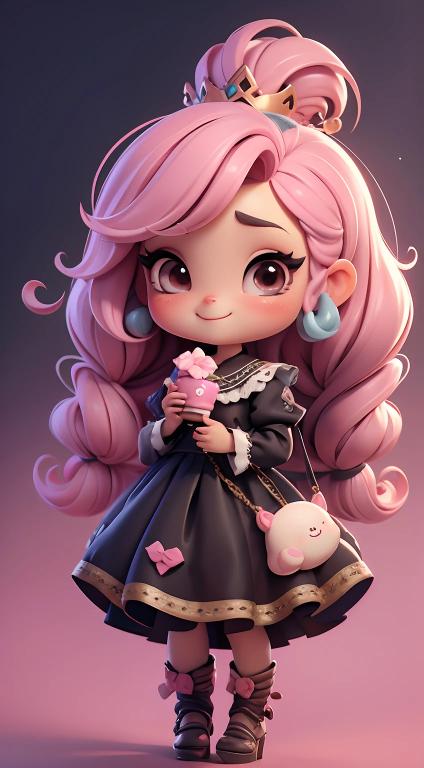 Create a high-quality 18K version of the character, master part, barra de doces, doces azedos, doces, Pirulitos, Polvilha, bagas, mostrando clevage, ,cheio de doces chibi Morangos Vanellope . Baby morango Chibi Vanellope  : Deve ficar charmoso e bonito, Keep the iconic elements of the original character. Candies should have a round face with large dimensions, olhos claros, long eyelashes and rosy cheeks. Seu cabelo deve ser longo e tons preto slime . Vestido bonito: Vestir chibi em um vestido bonito e elegante em tons de rosa e preto . O vestido pode ter babados, renda & detalhes feitos de doces, A reference to the topic of sugar . Add loops or ribbons, Para dar um toque de delicadeza. avental & Arco : Adicione um avental marrom sobre o vestido de Chibi, It is tied at the waist with a thin bow. O avental pode ter pequenos detalhes, como bolsos ou bordados finos. Meias e sapatos bonitos: Complete o look chibi morango com meias listradas rosa e brancas ou detalhes divertidos. standingn, Coloque sapatos de boneca bonitos, com gravatas ou fivelas. Magic Accessories: Add charming accessories to the chibi , como no cabelo ou uma tiara com detalhes extravagantes . You can also get your hands on beautiful themed accessories. Certifique-se de adicionar sombras, texturas e detalhes nos cabelos, Chibi Vanellope, pirulitos Ternos & Accessories, to make it even more charming and charming. Give him a smiling expression and a sweet smile on his face, Capturing the essence of the character in a subtle way, delicate hands, barra de doces, doces azedos, doces, Pirulitos, Polvilha, bagas, mostrando morango ,cheio de doces chibi Doce UHD 16K.