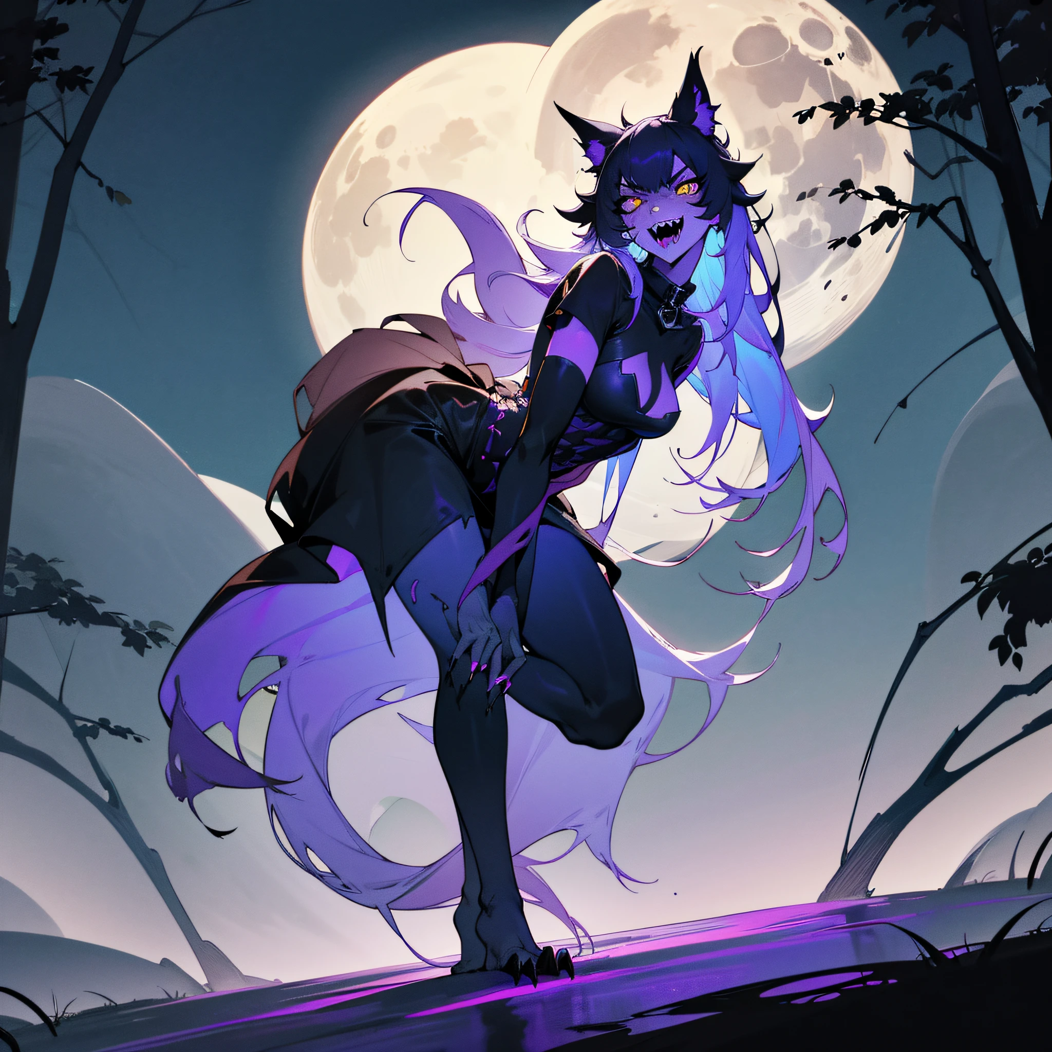 (best quality,4k,8k,highres,masterpiece:1.2),ultra-detailed,realistic,werewolf,Halloween,fancy dress,full moon,howling,menacing,sharp fangs,fierce,beastly appearance,piercing eyes,claws,growling,transformation,terrifying,nighttime,haunting,mysterious,shadows,creepy atmosphere,dark forest,dense fog,ominous,spooky,menacing silhouette,halloween costume,furry,ferocious,shapeshifter,werewolf pack,full moon night,leaping,haunted,moonlit sky,vivid colors,moonlight streaming through trees,horror,mythical creature,mythology,nightmarish,horror movie vibe,moon's reflection on a lake,howls echoing through the night