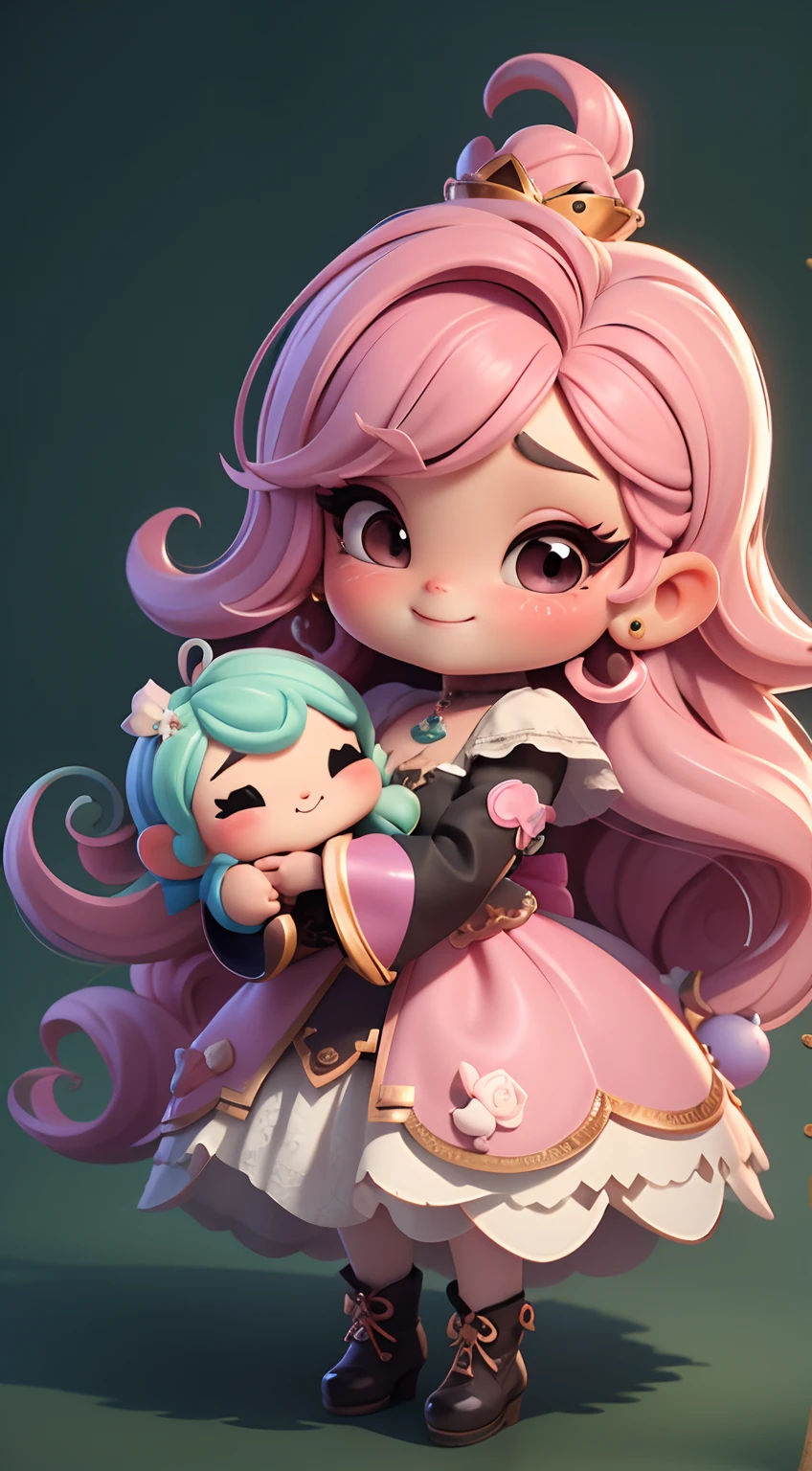 Create a high-quality 18K version of the character, master part, barra de doces, doces azedos, doces, Pirulitos, Polvilha, bagas, mostrando clevage, ,cheio de doces chibi Morangos Vanellope . Baby morango Chibi Vanellope  : Deve ficar charmoso e bonito, Keep the iconic elements of the original character. Candies should have a round face with large dimensions, olhos claros, long eyelashes and rosy cheeks. Seu cabelo deve ser longo e tons preto slime . Vestido bonito: Vestir chibi em um vestido bonito e elegante em tons de rosa e preto . O vestido pode ter babados, renda & detalhes feitos de doces, A reference to the topic of sugar . Add loops or ribbons, Para dar um toque de delicadeza. avental & Arco : Adicione um avental marrom sobre o vestido de Chibi, It is tied at the waist with a thin bow. O avental pode ter pequenos detalhes, como bolsos ou bordados finos. Meias e sapatos bonitos: Complete o look chibi morango com meias listradas rosa e brancas ou detalhes divertidos. standingn, Coloque sapatos de boneca bonitos, com gravatas ou fivelas. Magic Accessories: Add charming accessories to the chibi , como no cabelo ou uma tiara com detalhes extravagantes . You can also get your hands on beautiful themed accessories. Certifique-se de adicionar sombras, texturas e detalhes nos cabelos, Chibi Vanellope, pirulitos Ternos & Accessories, to make it even more charming and charming. Give him a smiling expression and a sweet smile on his face, Capturing the essence of the character in a subtle way, delicate hands, barra de doces, doces azedos, doces, Pirulitos, Polvilha, bagas, mostrando morango ,cheio de doces chibi Doce UHD 16K.