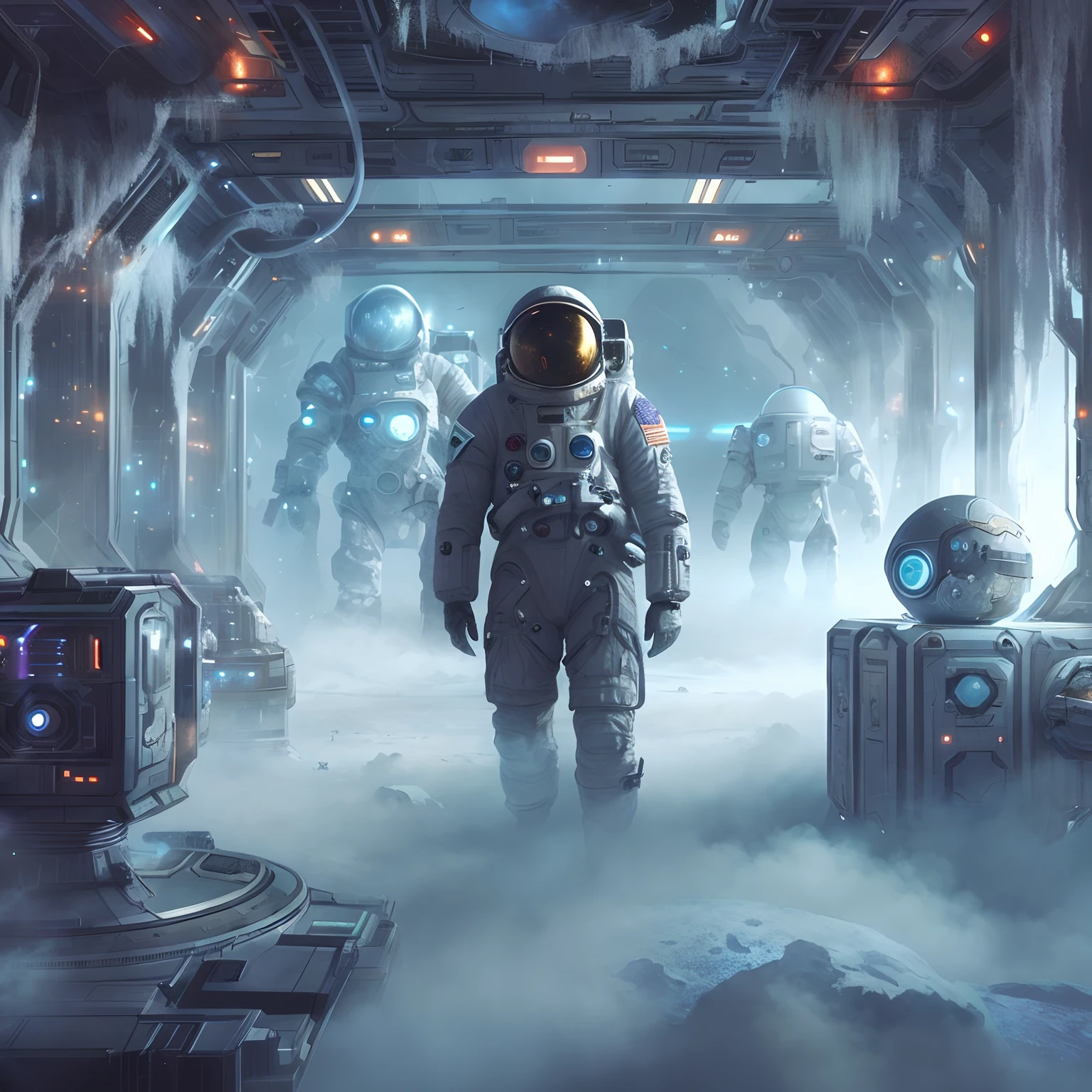 arafed image of a astronaut in a space suit walking through a sci - fi environment, mystical sci-fi concept art, sci - fi illustrations, sci-fi illustrations, depicted as a scifi scene, award winning scifi art, epic fantasy sci fi illustration, beautiful sci fi art, sci-fi fantasy art, sci fi artwork, sci-fi space game art