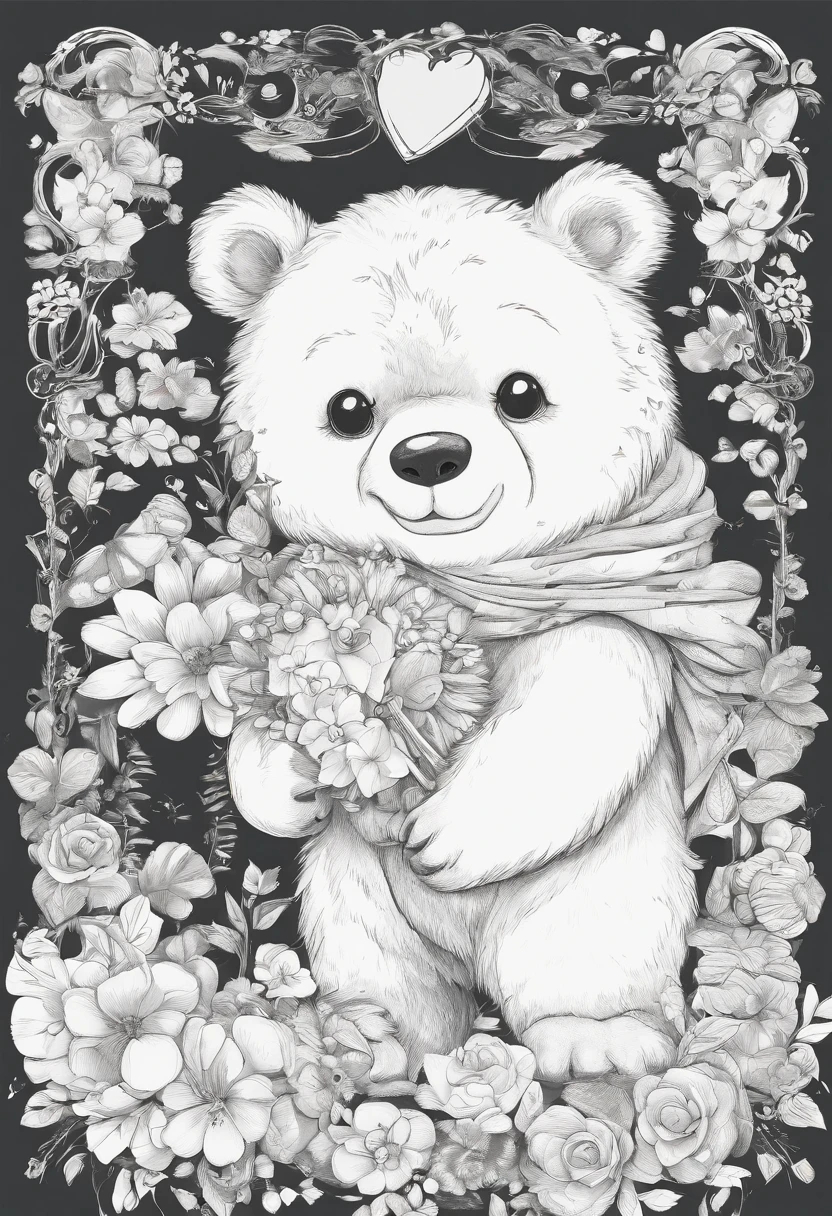 Dibujo en blanco y negro, Un oso cazando