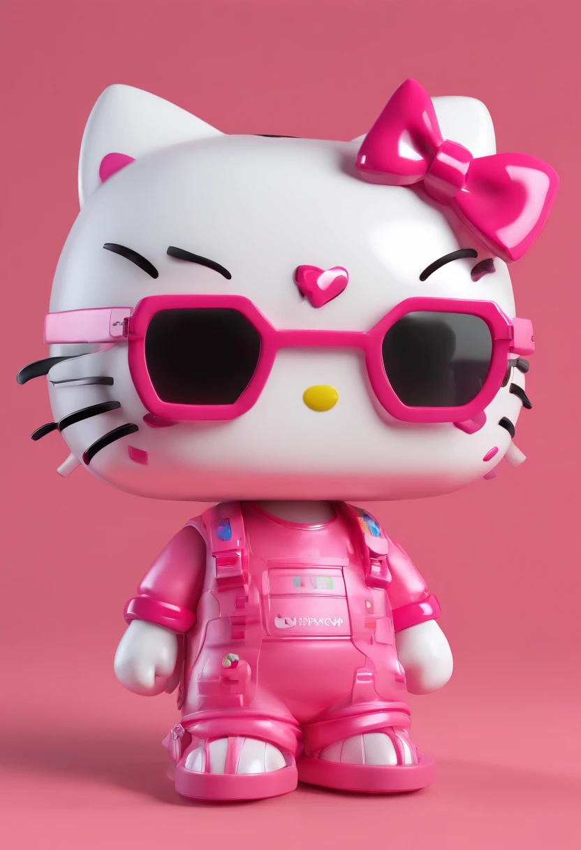 Hello_kitty_toy, funko_pop, 3D, emo_aesthetic, emo_hair, metalcore