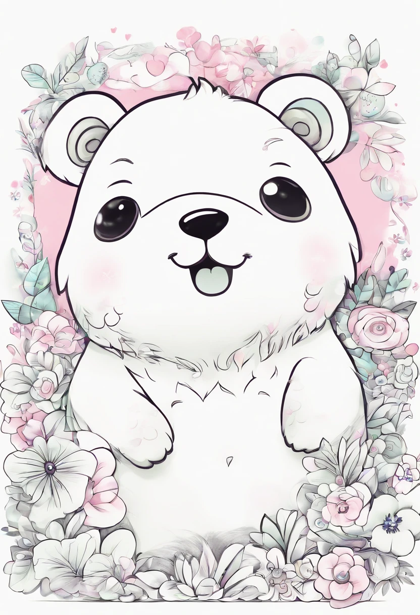 dibujo en blanco y negro para colorear, un oso durmiendo