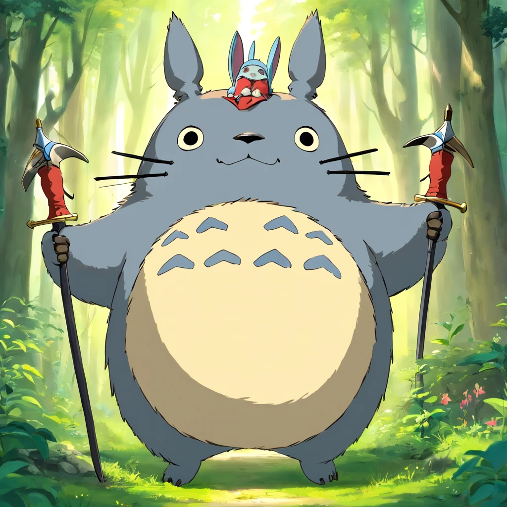 Totoro,Bow and arrow in hand,bow and arrows,Shooting action,The whole body is covered in armor ,NOWAI,No Man,No one appears