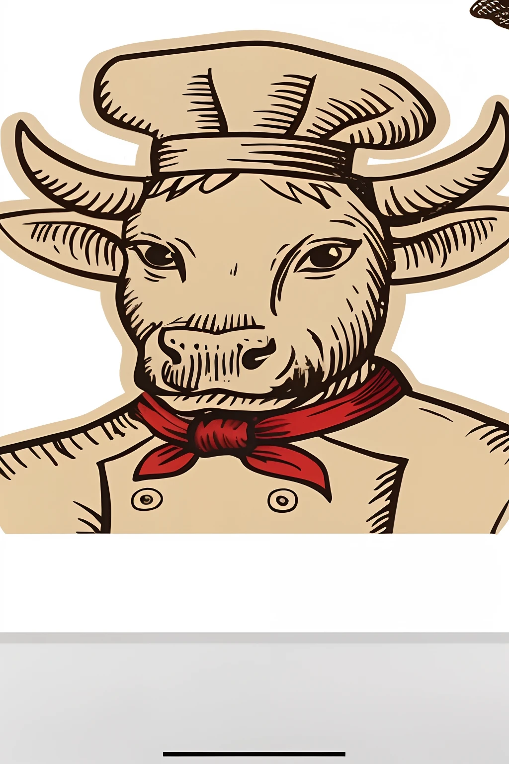 There is a picture of a cow wearing a chef's hat, taur, cow, butcher, cow head, a cow, Steak punk, face of an ox, beef, looking towards camera, meat factory, beefy, author:Tom Wenerstrand, best chef, milkman, closeup of a butcher working, COW GIRL, local close up