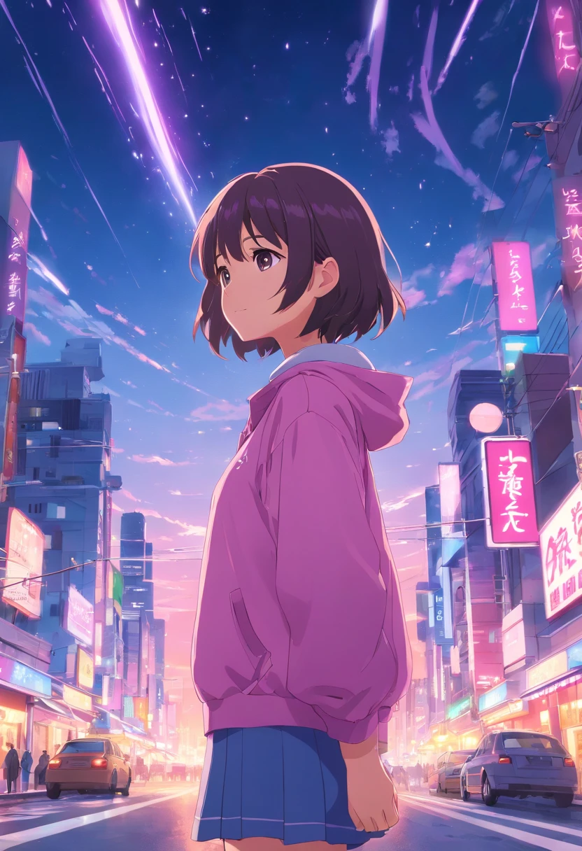 masterpiece、top-quality、Movie stills、1girl、magical little girl、Pink and purple