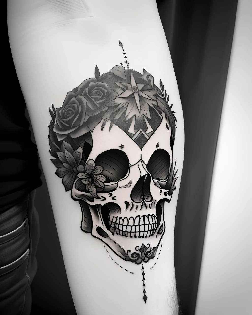 Stoic tattoo design black and grey memento Mori