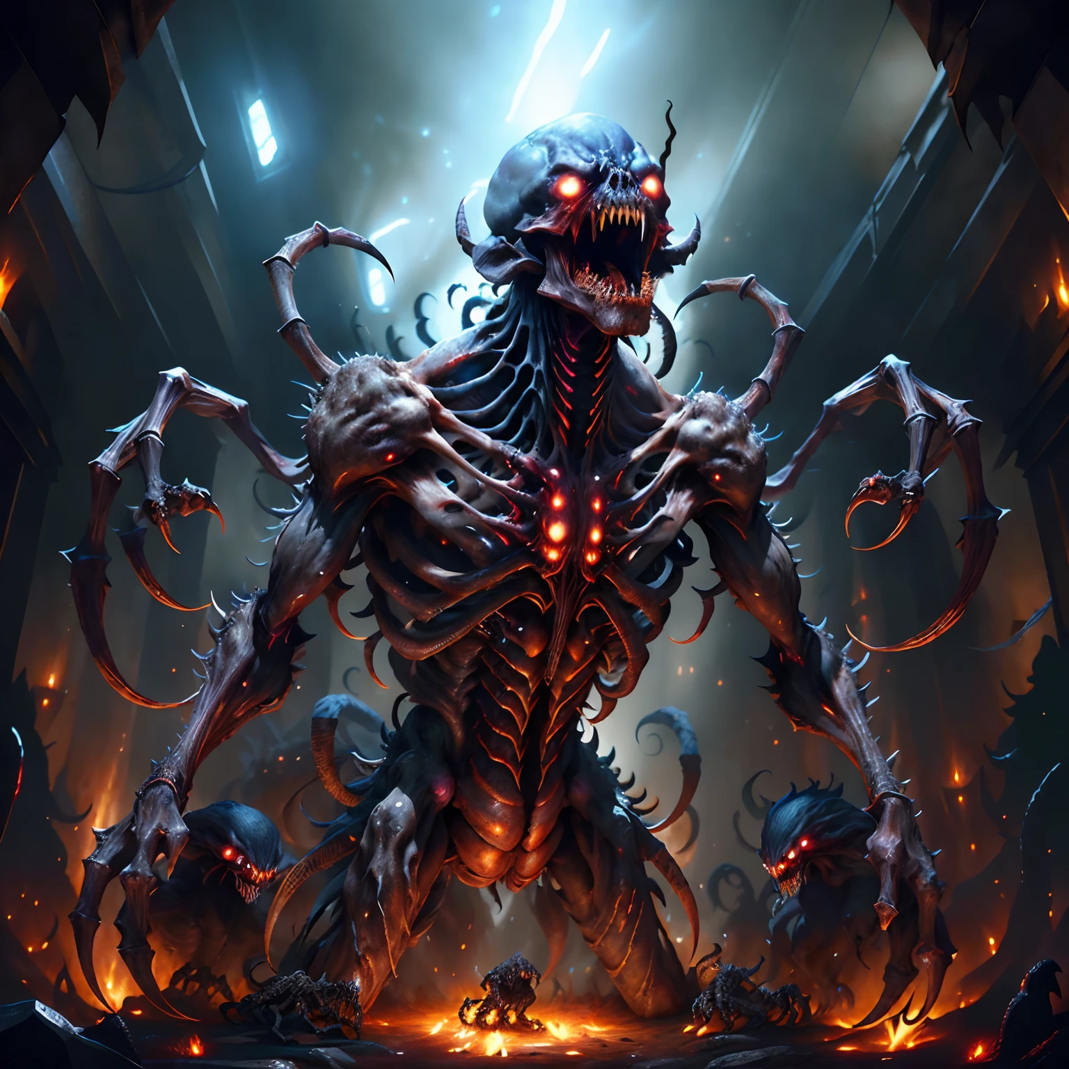 U61yCre4ture Horrible Dark Creatures That Double Down in Agony, darknees, infierno, diabolicos, caverna infernal, ades, inframindo, terminator, alien