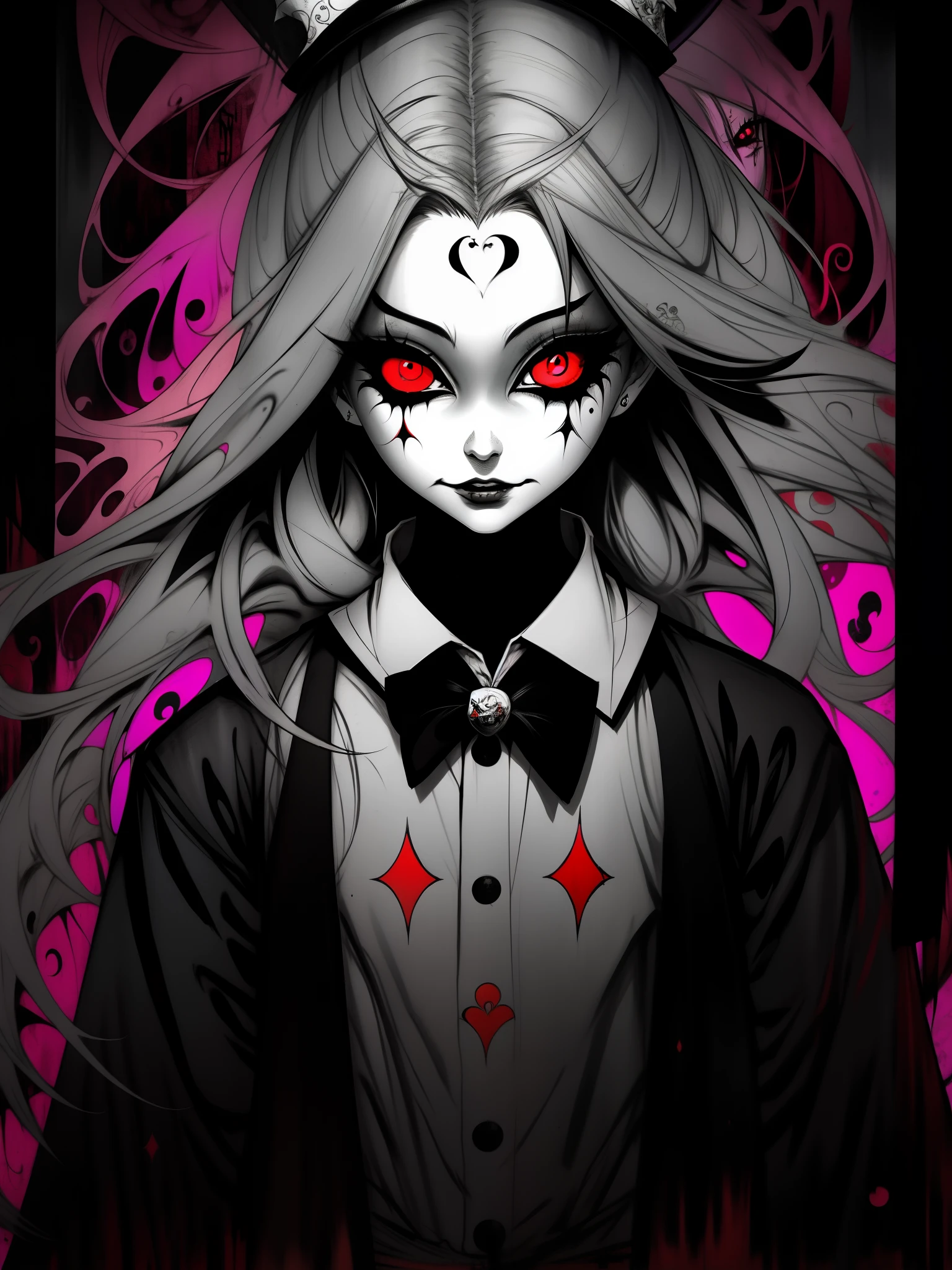 alice, mad hatter, queen of hearts] from alice in wonderland i
art, in the style of Junji Ito, horror manga, unique yokai illustrations, stylized violence, psychological, paranoid sensitivity, nightcore, distorted bodies, gestural strokes, horror academia