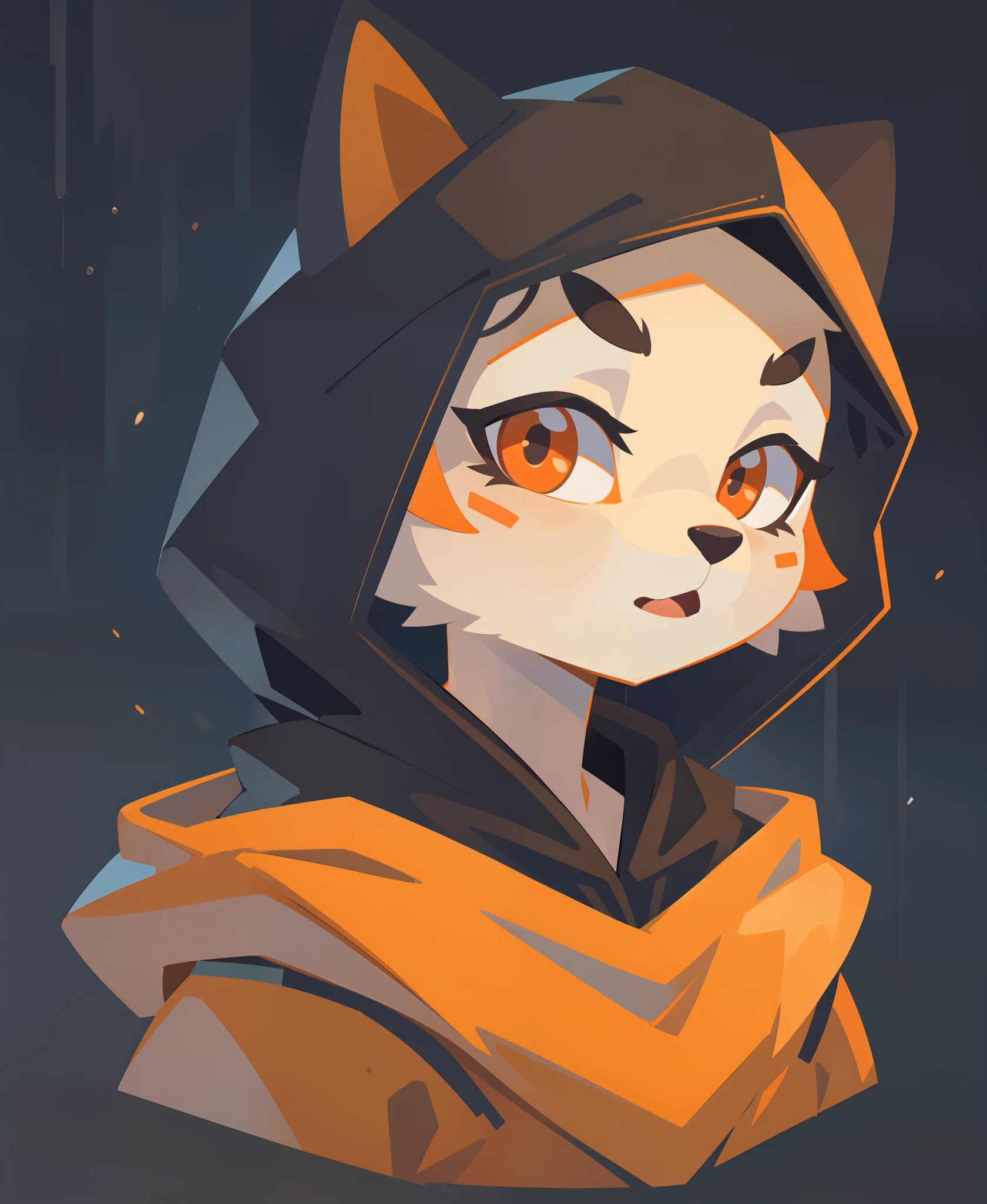 masterpiece, best quality, solo, rain, hood, animal ears, furry, hood up, 1girl, jacket, upper body, hooded jacket, closed mouth, whiskers, raincoat, cat, furry female, cat ears, orange eyes, portrait,, masterpiece, best quality,