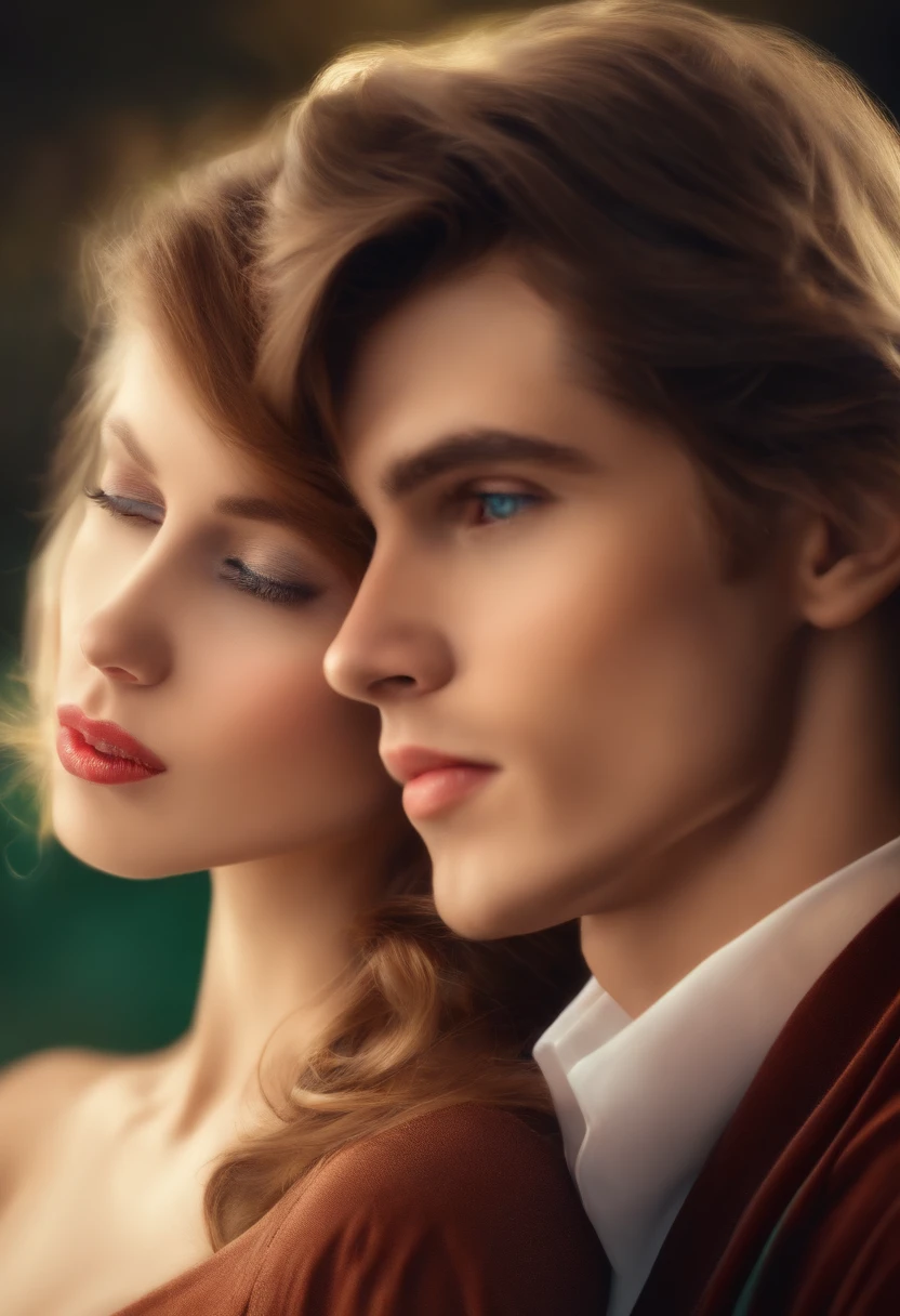 Beautiful girl, hansome boy, kissing chin