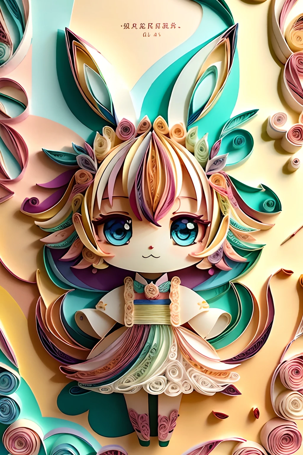 Hareful、Multidimensional Paper Quilling、art by、Chibi、
yang08k、Beautiful fece、colourfull、
​masterpiece、top-quality、top-quality、Official art、Beautifully Aesthetic、