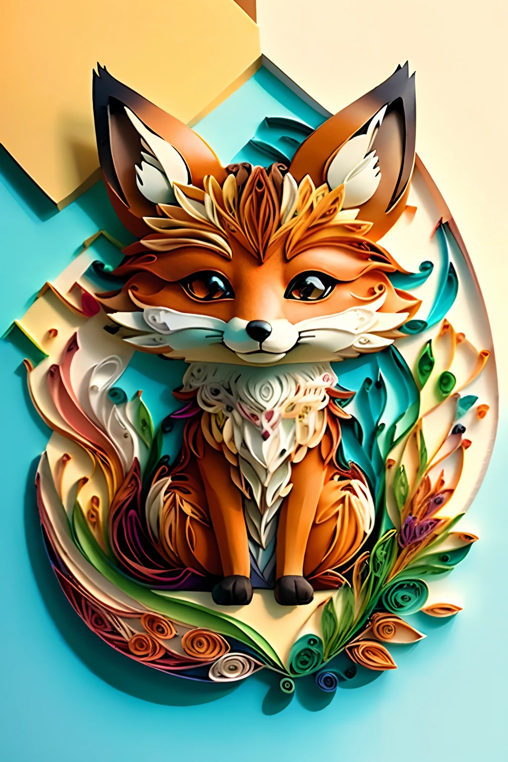 foxes、Multidimensional Paper Quilling、art by、Chibi、
yang08k、Beautiful fece、colourfull、
masterpiece、top-quality、top-quality、Official art、Beautifully Aesthetic、