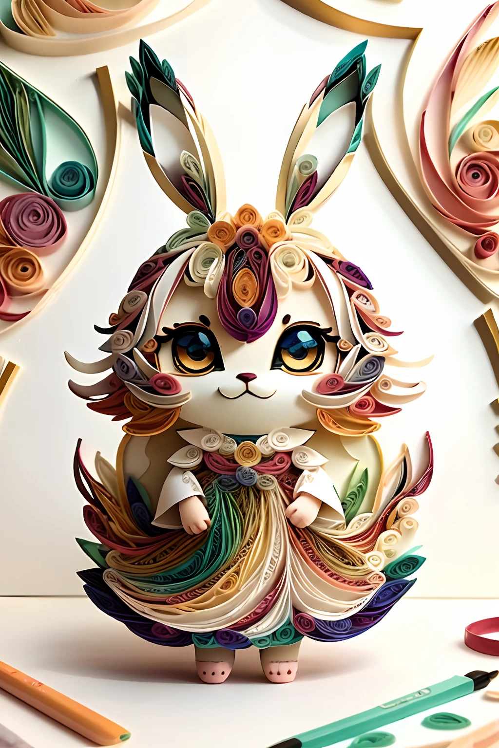 Hareful、Multidimensional Paper Quilling、art by、Chibi、
yang08k、Beautiful fece、colourfull、
​masterpiece、top-quality、top-quality、Official art、Beautifully Aesthetic、