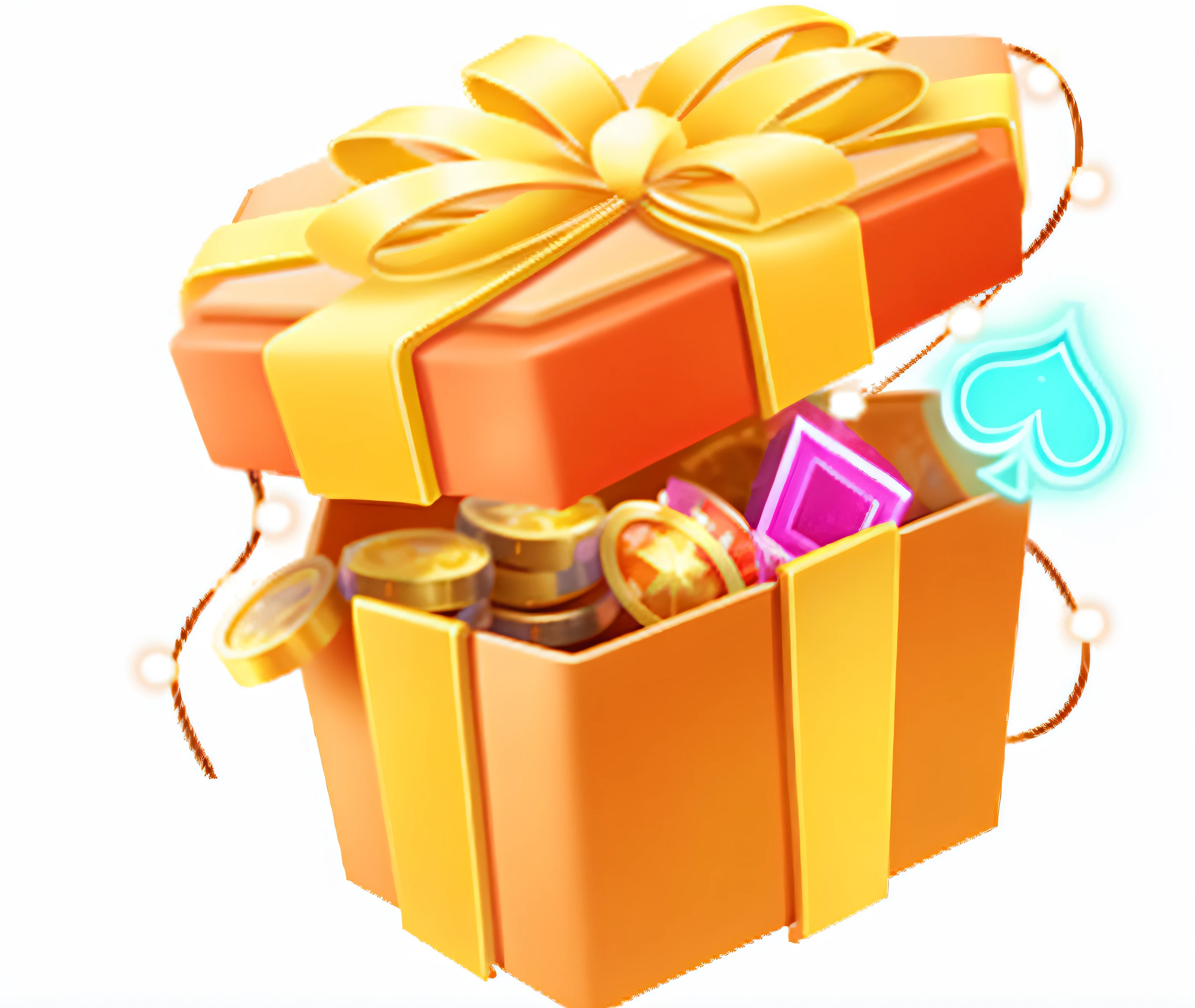 Close-up of a gift box with a lot of coins, Gifts, gifts, loot box, treasure, festivity, birthday wrapped presents, 3 d icon for mobile game, ability image, Treasure chests, Treasure Trove, 9K, Avatar image, Art Pack, item art