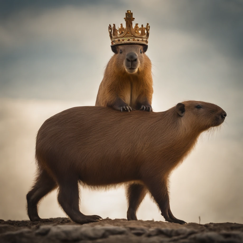 ,Chest scales,high high quality,8K,Many details, capybara wearing crown, side view, reality