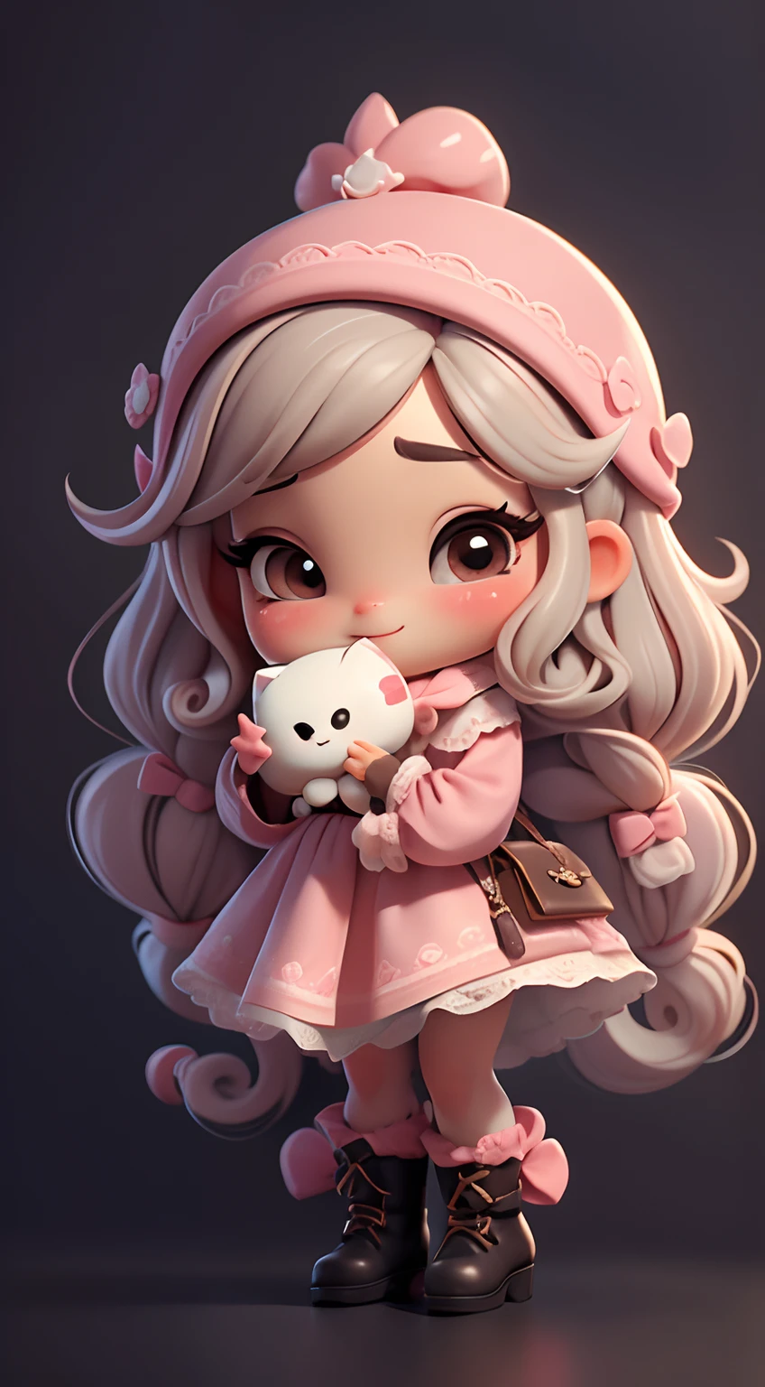 Create a high-quality 18K version of the character, master part, barra de doces, doces azedos, doces, Pirulitos, Polvilha, bagas ,cheio de doces chibi chocolate Vanellope . Baby Chibi Burberry Vanellope : Deve ficar charmoso e bonito, Keep the iconic elements of the original character. Candies should have a round face with large dimensions, olhos claros, long eyelashes and rosy cheeks. Seu cabelo deve ser longo e tons preto slime . Vestido bonito: Vestir chibi em um vestido luxuoso e elegante em tons de vintage . O vestido pode ter babados, renda & detalhes feitos de doces, A reference to the strawberry shortcake theme . Add loops or ribbons, Para dar um toque de delicadeza. avental & Arco : Adicione um avental moranguinho sobre o vestido de Chibi, It is tied at the waist with a thin bow. O avental pode ter pequenos detalhes, como bolsos ou bordados finos. Meias e botas luxuosa : Complete o look chibi burberry com meias listradas rosa e brancas ou detalhes divertidos. standingn, Coloque botas bonitos, com gravatas ou fivelas. Magic Accessories: Add enchanting accessories to Chibi burberry . You can also get your hands on a cute giant white furry cat . Certifique-se de adicionar sombras, texturas e detalhes nos cabelos, moranguinho Chibi , pirulitos Ternos & Accessories, to make it even more charming and charming. Give him a smiling expression and a smile on his face, Capturing the essence of the character in a subtle way, delicate hands, barra de doces, chocolates azedos, doces, Pirulitos, Polvilha, bagas, mostrando moranguinho ,cheio de doces chibi chocolate UHD 16K.