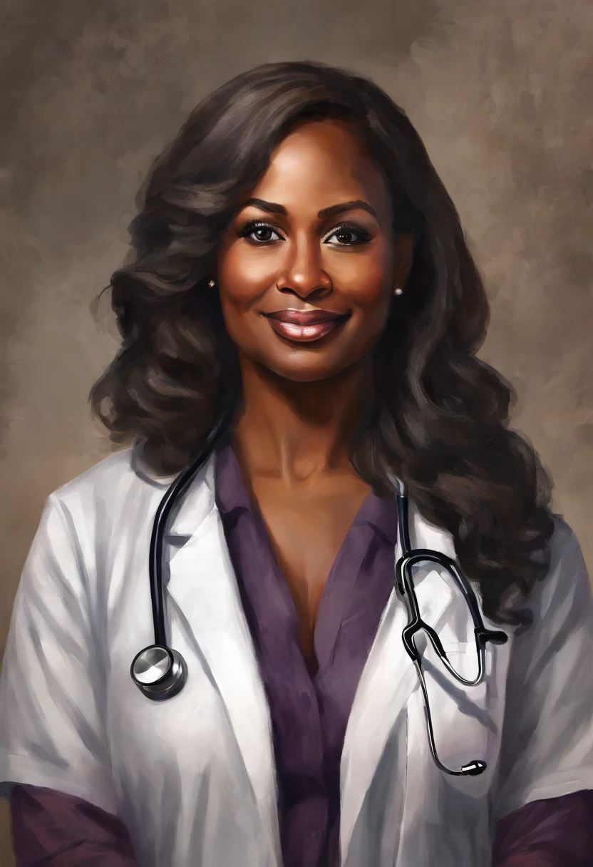 A confident dark-skinned female doctor in her crisp white uniform stands in front of the camera. Her stethoscope hangs around her neck, a symbol of her profession and expertise. The camera captures her intense gaze, reflecting her dedication and determination to provide the best care for her patients. With her strong presence and unwavering focus, she is ready to face any medical challenge that comes her way. This doctor exemplifies the diversity and representation that is crucial in the healthcare field, breaking stereotypes and inspiring others to pursue their dreams.