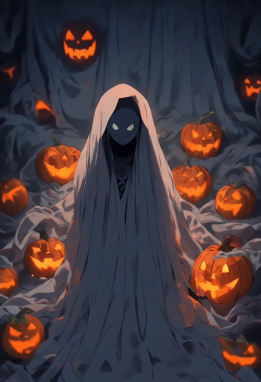 arafed woman with a Jack-o-lantern covering her head in a room, a photocopy by Michelangelo, confusing optical illusion, ghostbusters, ecchi, 2019 trending photo, (sfw) safe for work, halloween ghost under a sheet, fart, bone, him, mermaid tail, ymmm and that smell, sitting on the bed, bad photocopy, grey orange, 9gag, lol, reddit, optical illusion, creepypasta, 2d, horror film