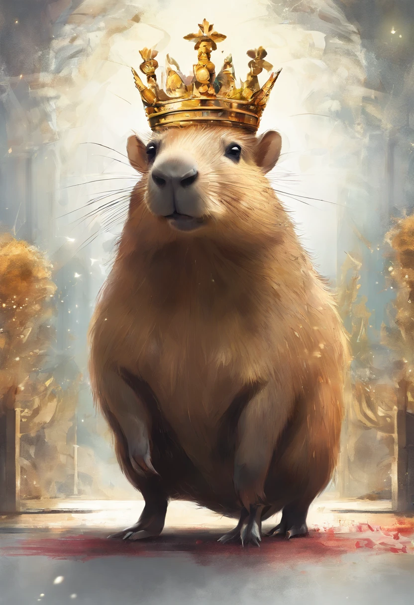 (masterpiece, best quality:1.2), (highres, abstract:1.1), ultra detail, capybara wearing crown, side view, close up, cute