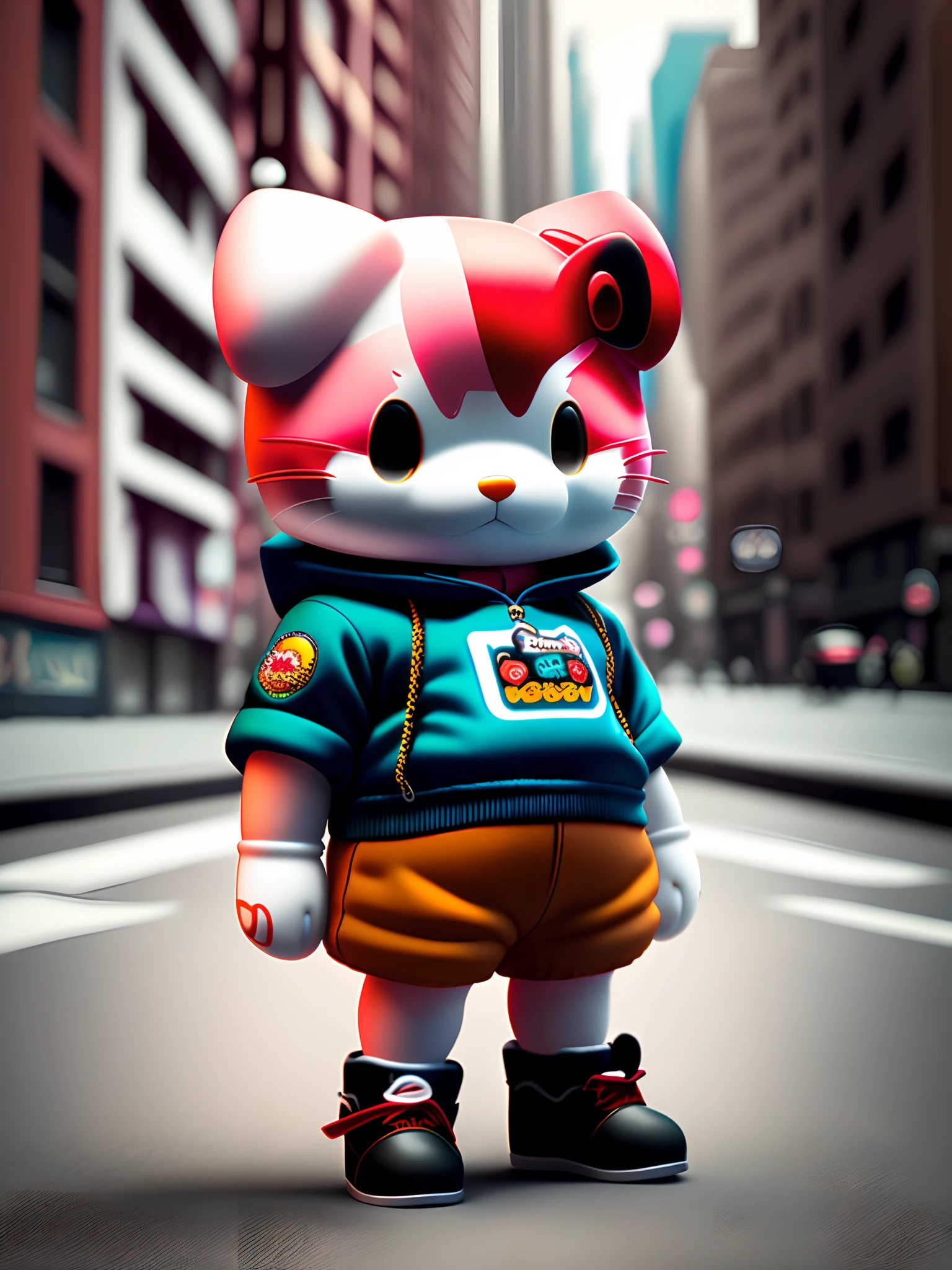 3D image of dear Daniel from hello kitty as a thug from New York city