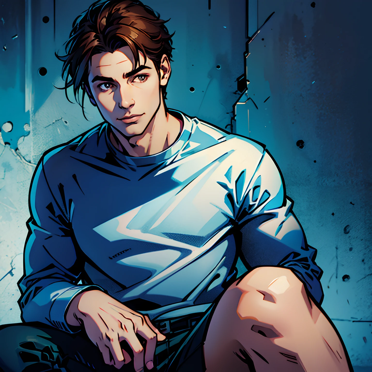 chill boy with dark hair
