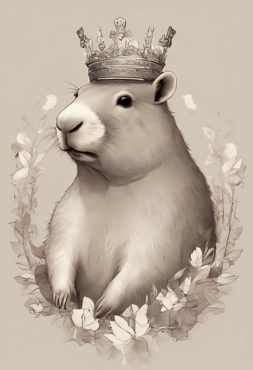 (masterpiece, best quality:1.2), (highres, abstract:1.1), ultra detail, capybara wearing crown, side view, close up, cute, low poly