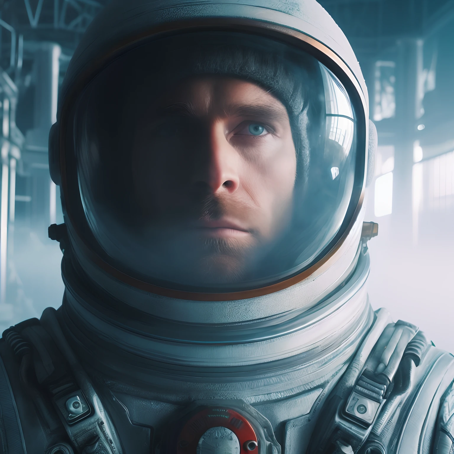 arafed astronaut in a space suit with a helmet on, highly detailed vfx portrait, highly detailed vfx portrait of, portrait of an ai astronaut, sci-fi cinematic movie still, portrait of an astronaut, from a 2 0 1 9 sci fi 8 k movie, movie still 8 k, cinematic 4k octane render, in spacesuit, 8 k movie still