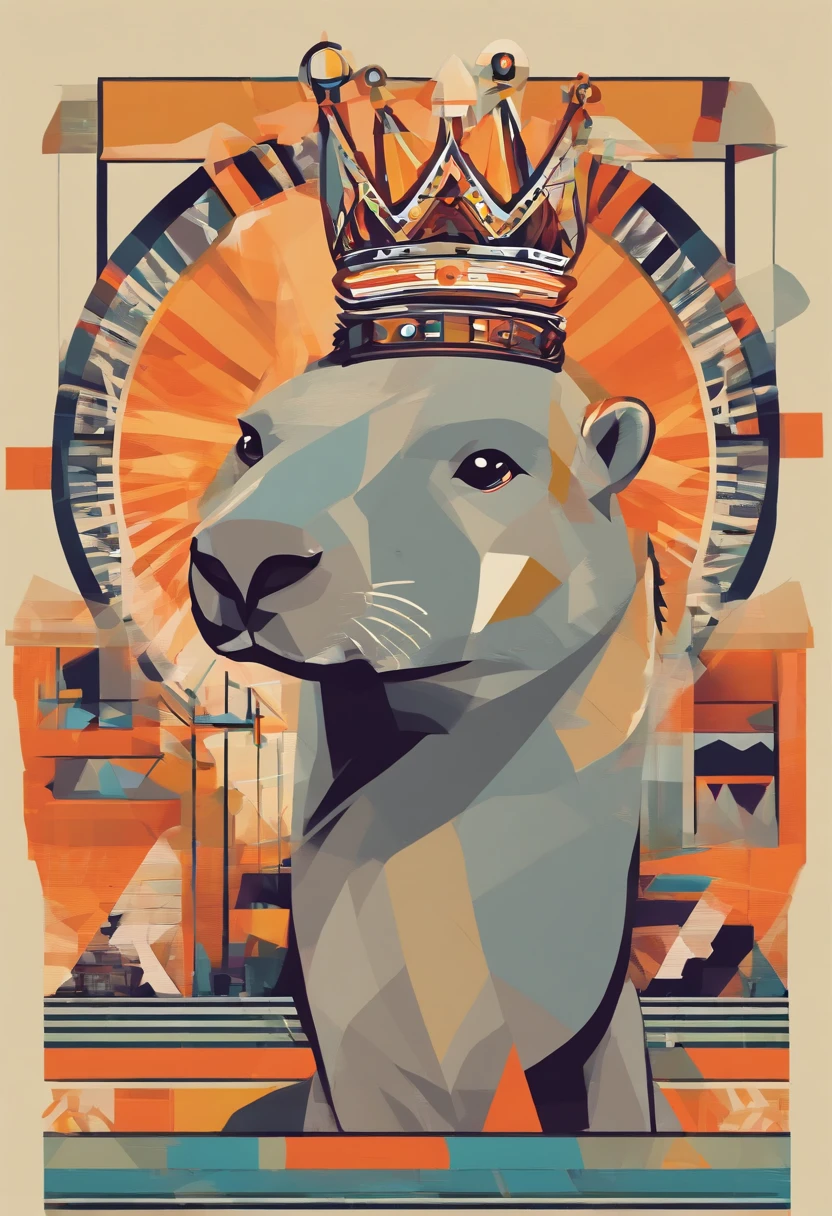 (masterpiece, best quality:1.2), (highres, abstract:1.1), ultra detail, capybara wearing crown, side view, close up, cute,