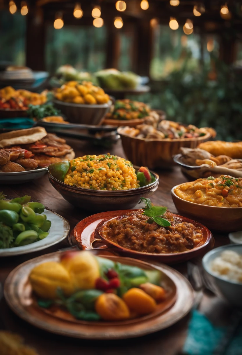 foto de uma mesa cheio de comidas gostosas