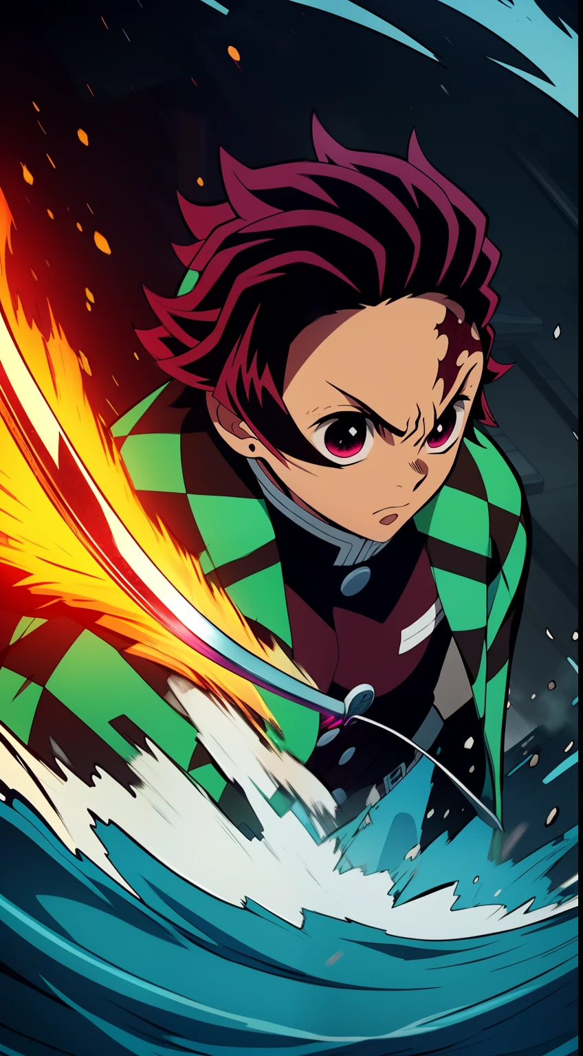 epic composition, Battle, Anime character with a sword on the background of fire and water, mist, Cute guy in Demon Slayer art, Demon Slayer Art Style, demon slayer rui fanart, badass anime 8 k, Demon Slayer, Anime Key Art, 4 k manga wallpapers, kimetsu no yaiba, anime wallaper, Ultra Transparent, Ultra Detailed, very extremely beautiful, anime epic artwork, Anime Art Wallpapers 8K, Local Art