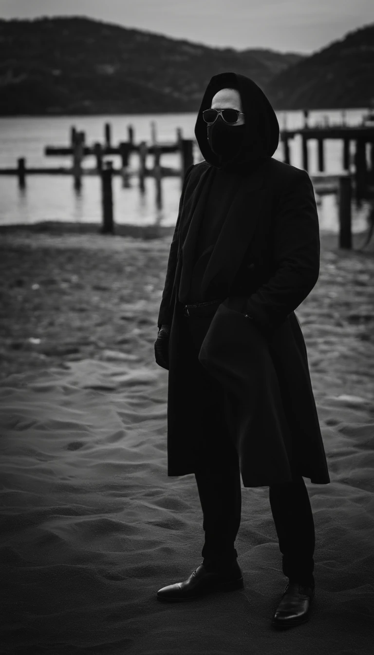 Il y a un homme portant un masque et une chemise noire, very very low quality picture, Masked person in a corner, Photo prise en 2 0 2 0, port du masque, Poor quality images, porter un masque facial et des lunettes de soleil, Wearing an all-black Mempo mask, Port du masque, Some of them use a Gask mask, Image de profil, taken in the early 2020s